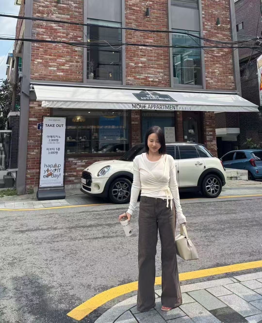 正韓完美秋調雙釦牛仔褲