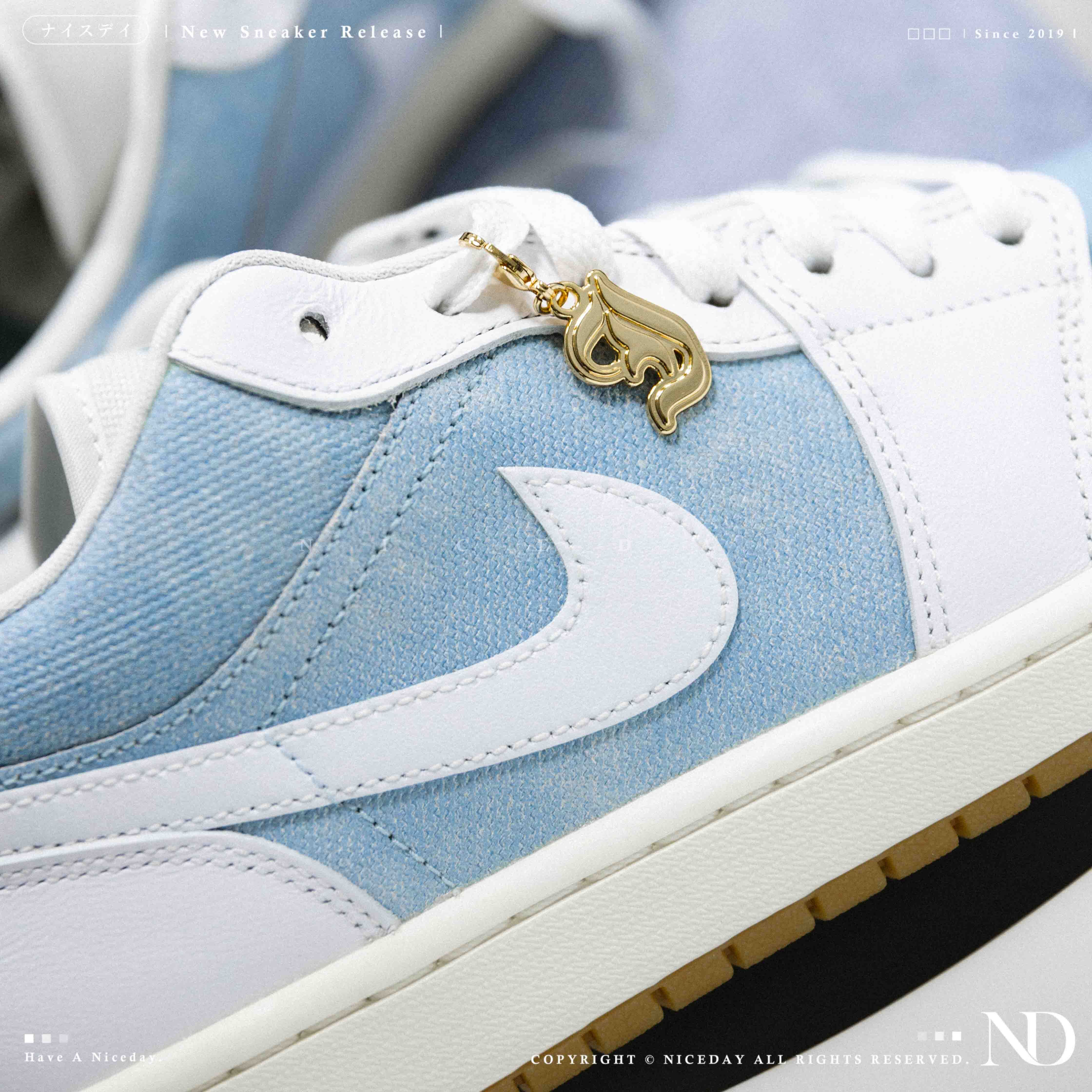 NICEDAY 現貨 Air Jordan 1 Low 丹寧 藍白 藍 水藍 水洗 復古 AJ1 HQ2004-400