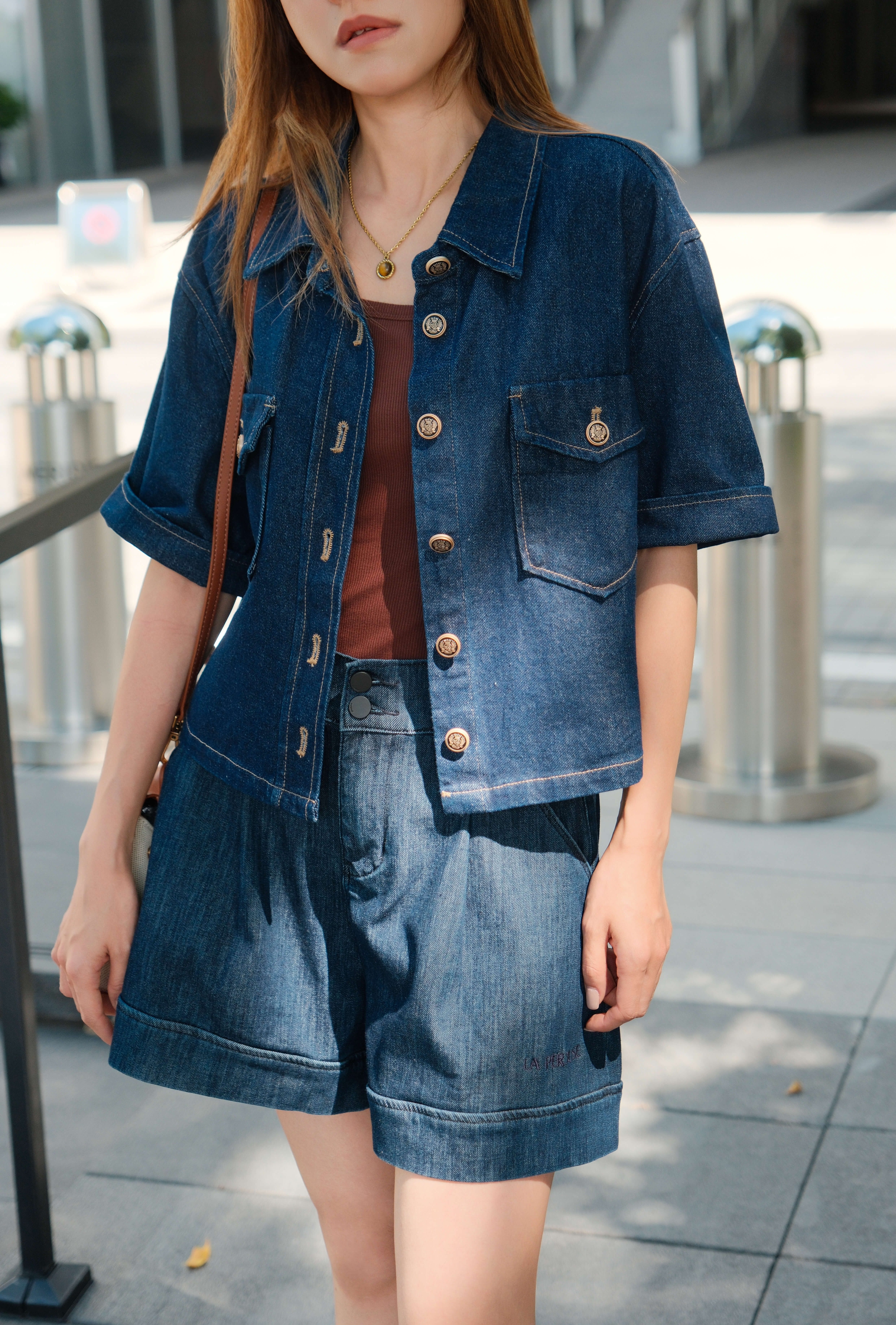 Short Sleeve Cropped Denim Jacket _JK259L01