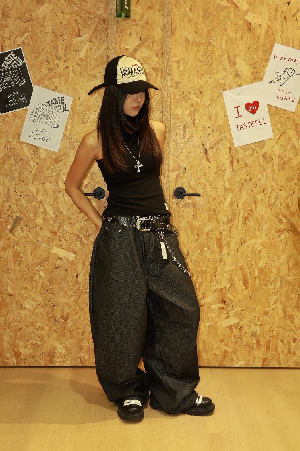 鉚釘 原色 彎刀版型 #牛仔褲