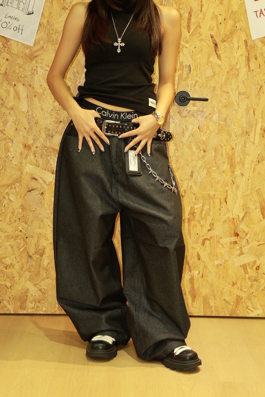 鉚釘 原色 彎刀版型 #牛仔褲