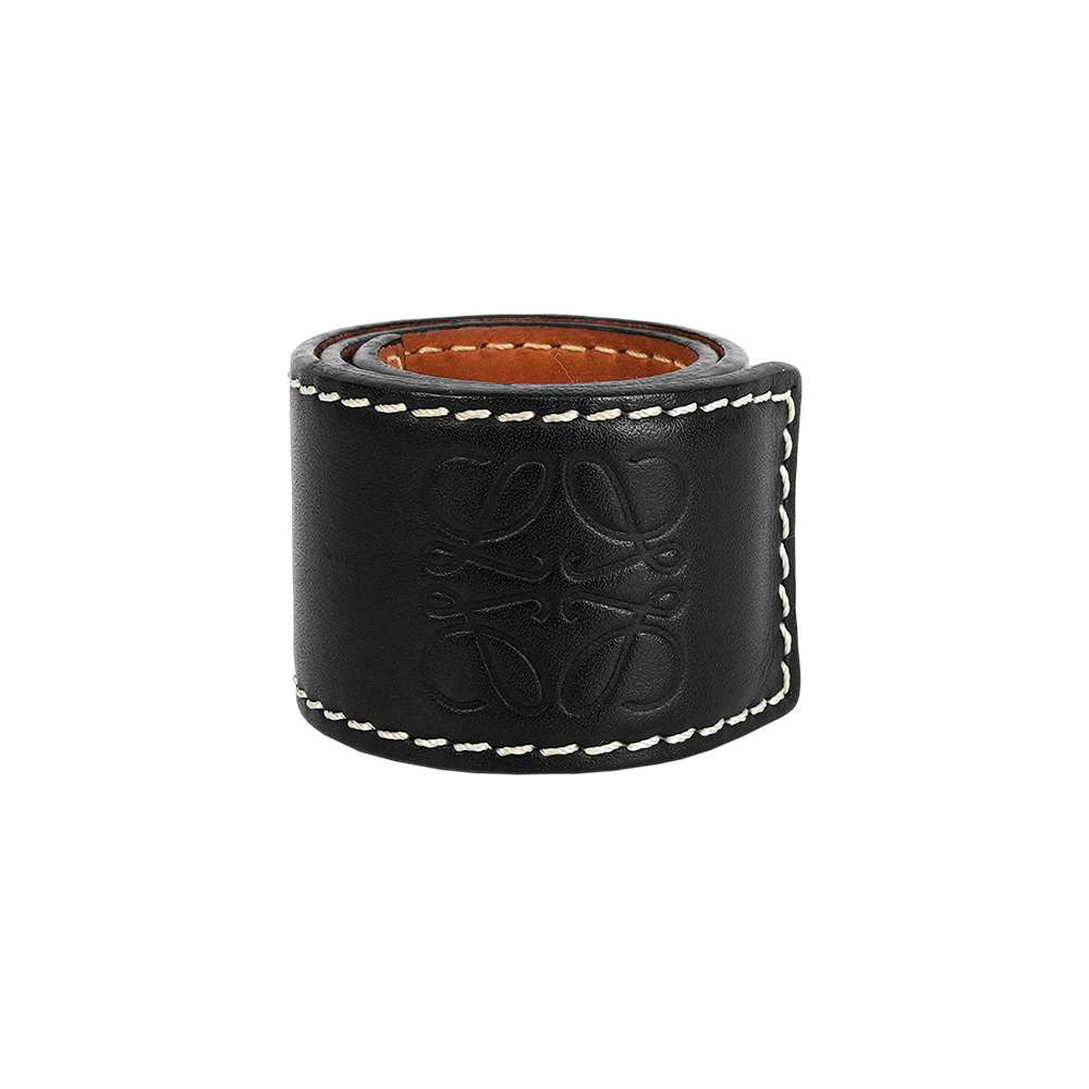 【LOEWE】縫線小牛皮磁吸手環(黑色)