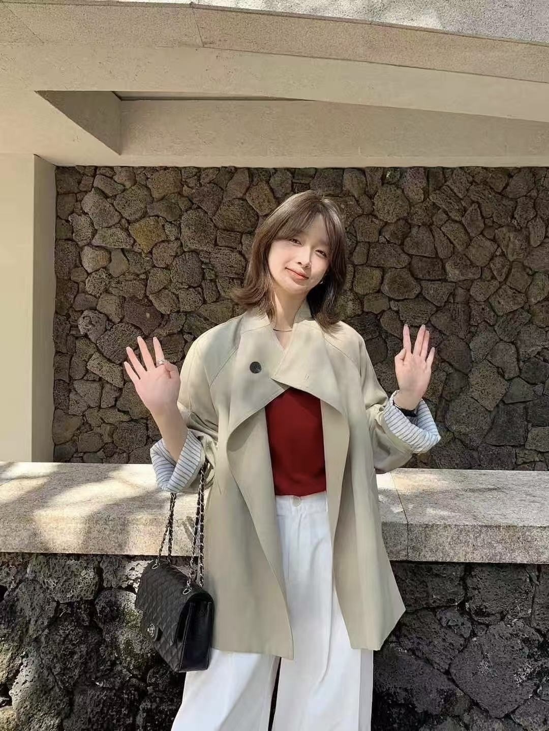 1022 簡約單釦風衣外套