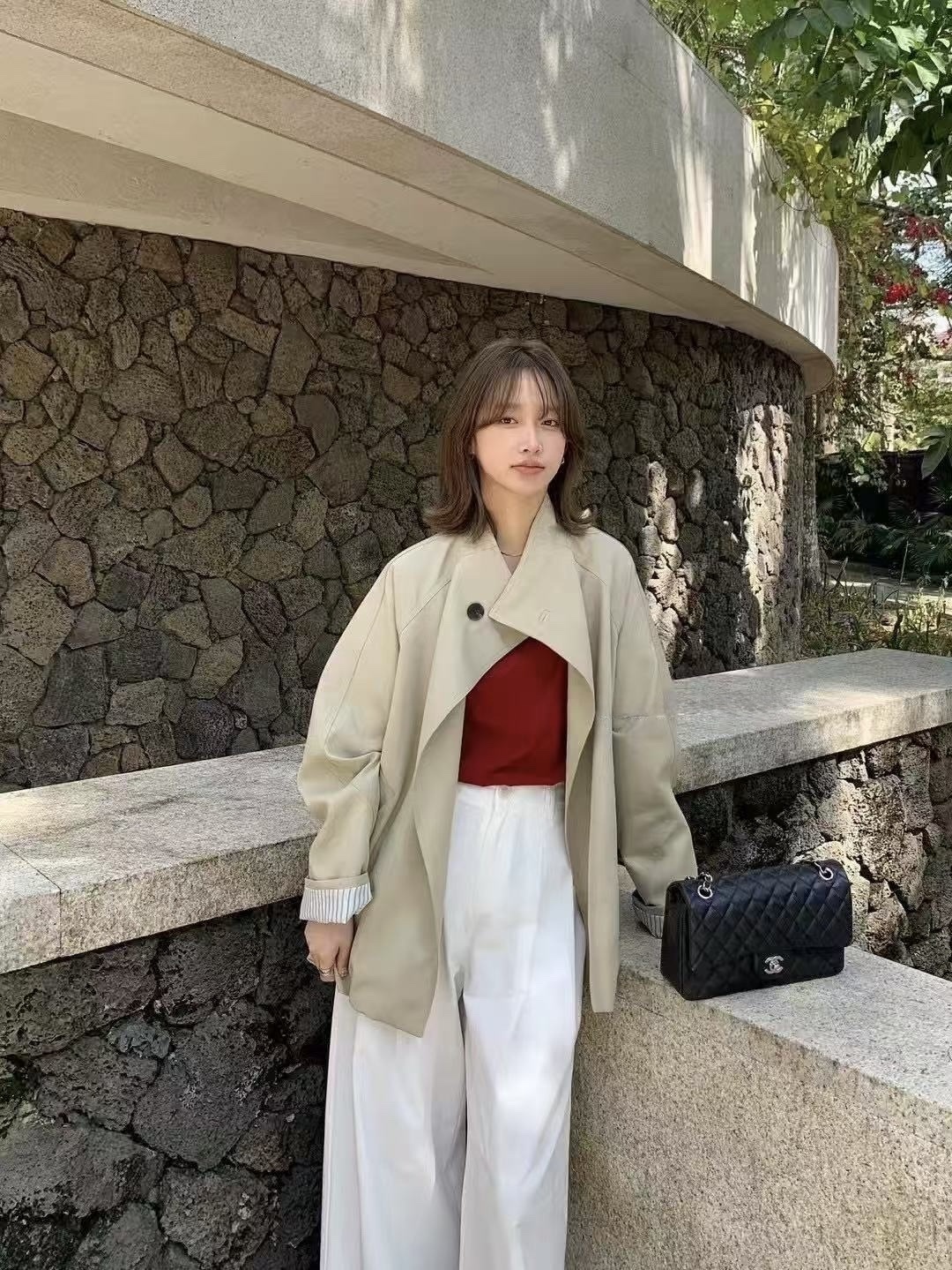 1022 簡約單釦風衣外套