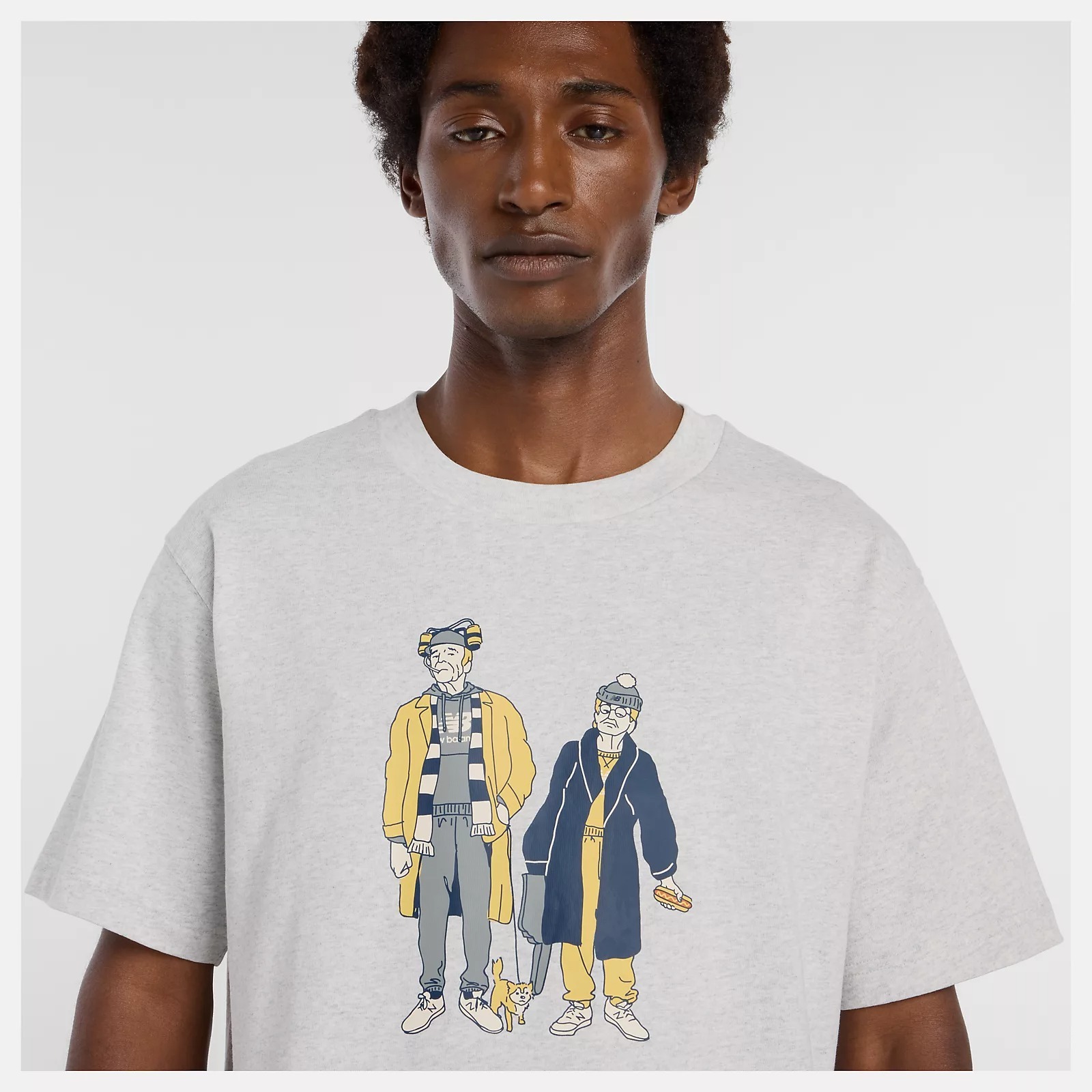 NEW BALANCE 短T NB 灰 夫妻 Q版塗鴉 短袖 男 MT53969AHH