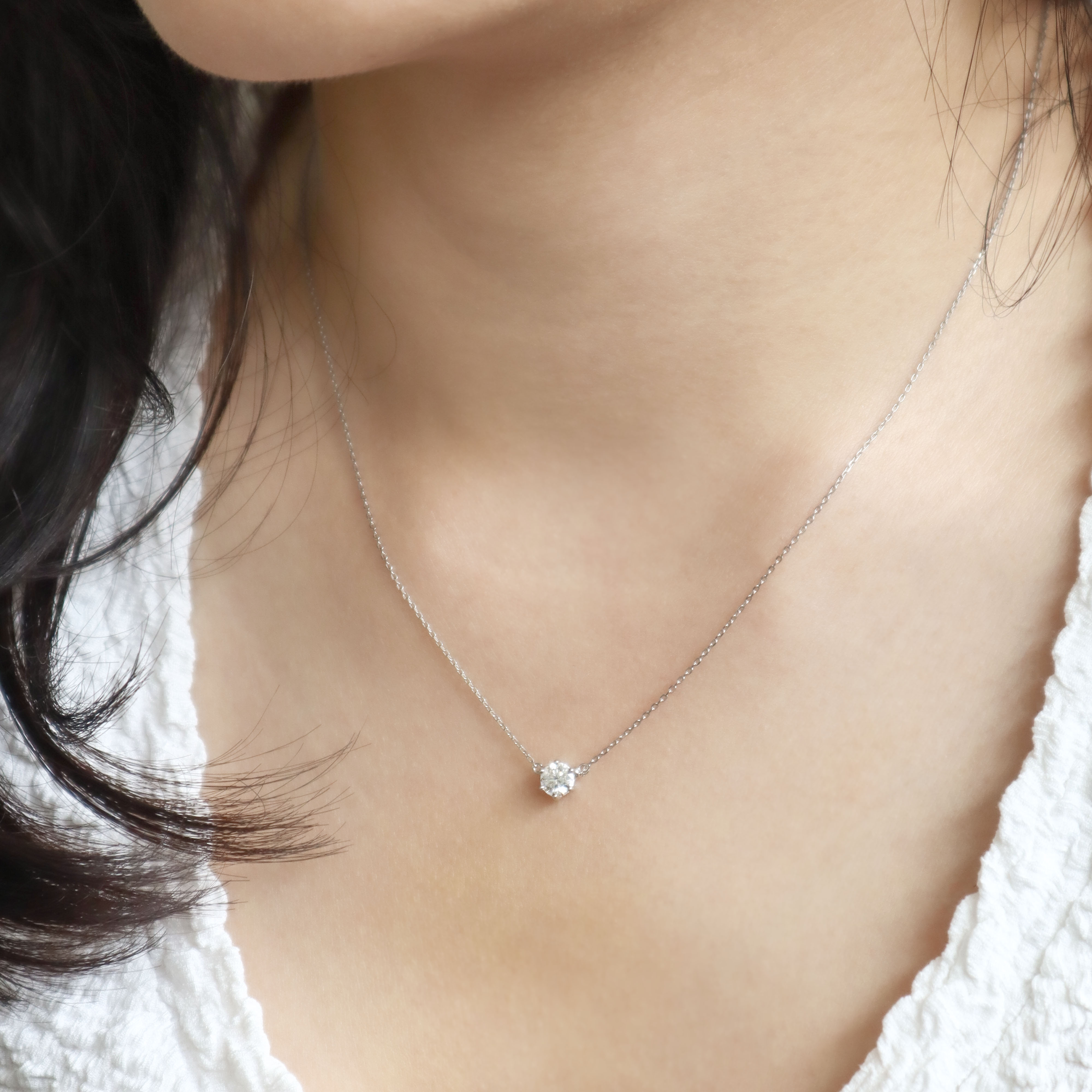 Silver/簡約單莫桑鑽項鍊