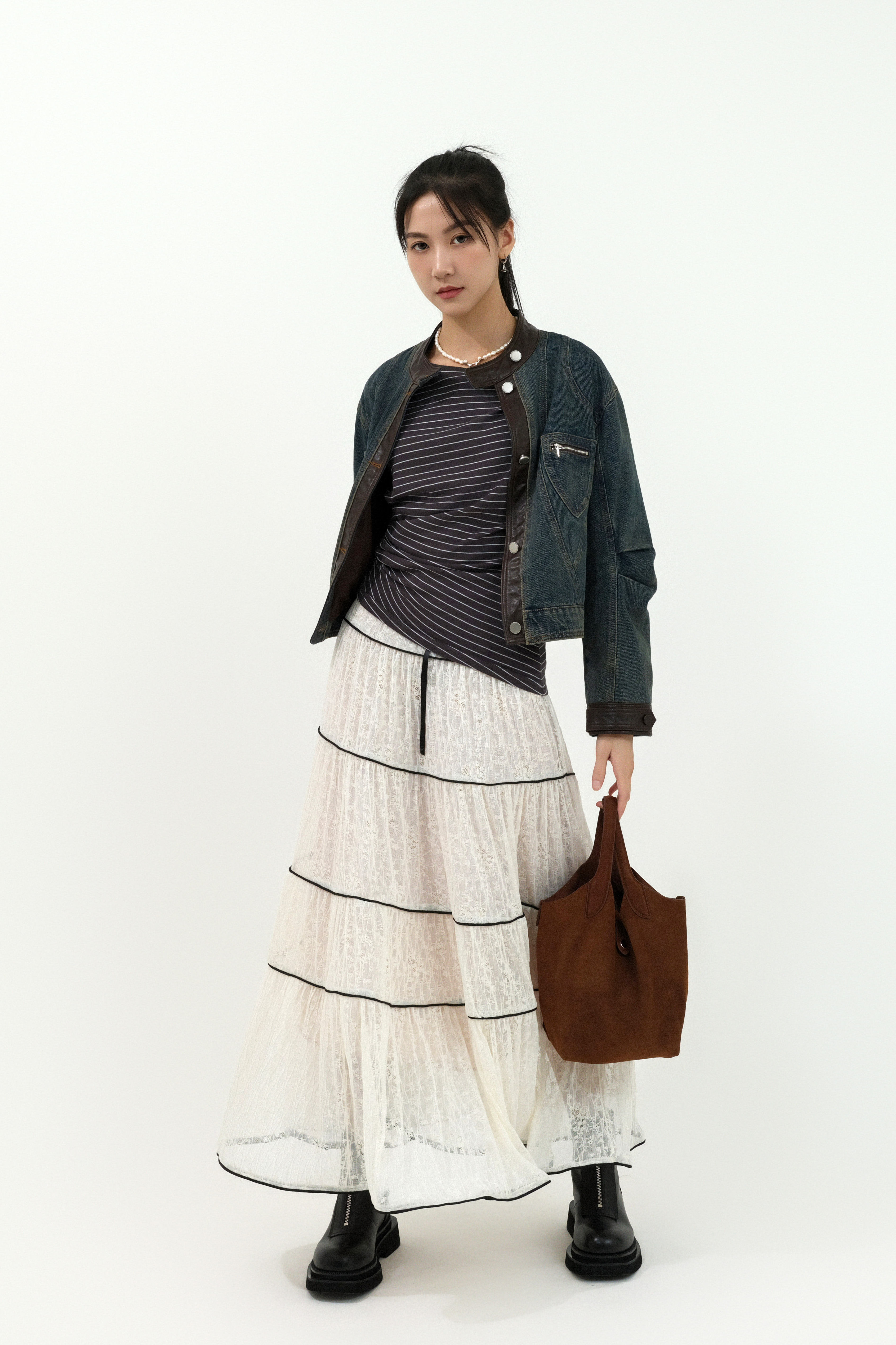 FW25_0030（真皮外套＋上衣＋半截裙）