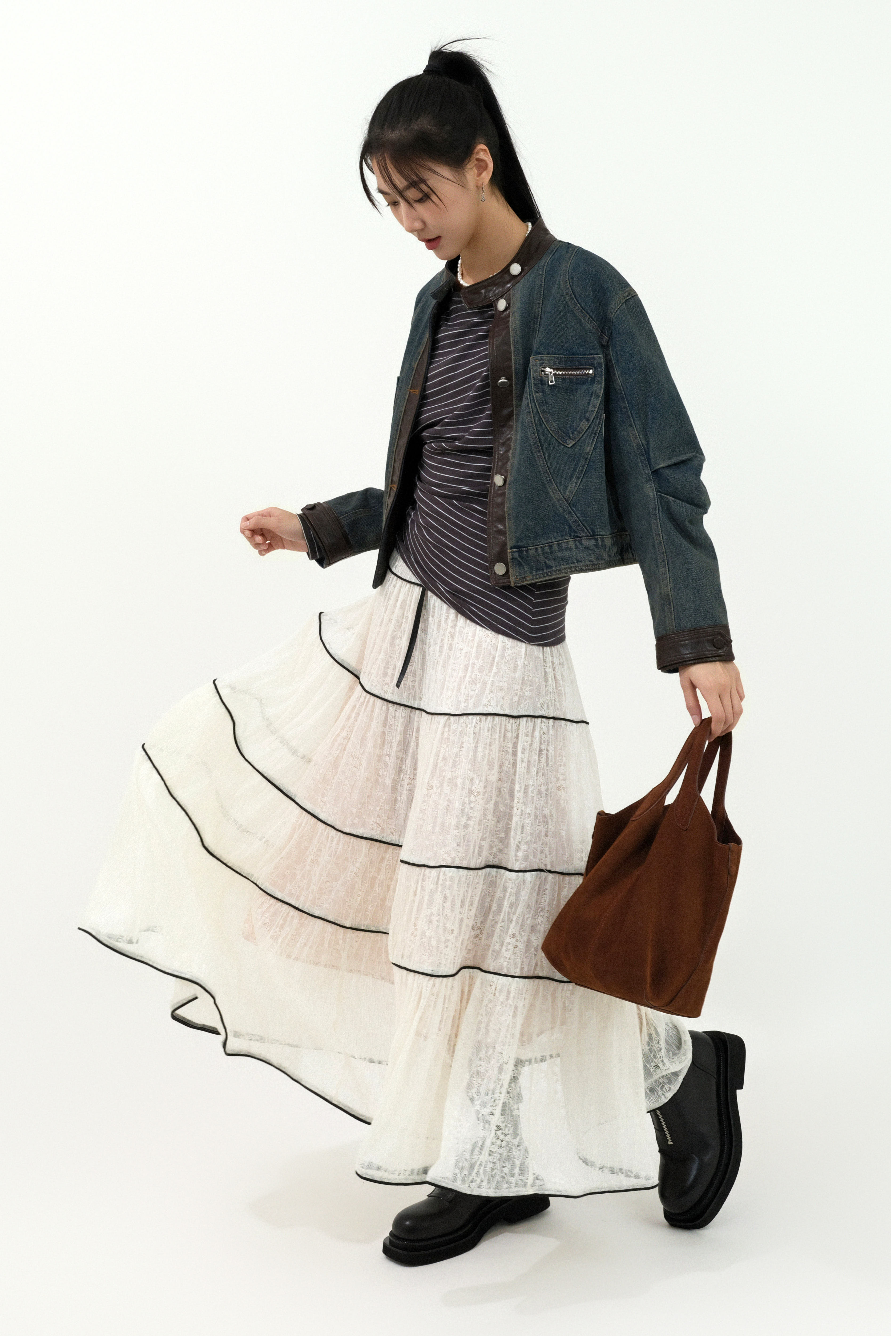 FW25_0030（真皮外套＋上衣＋半截裙）