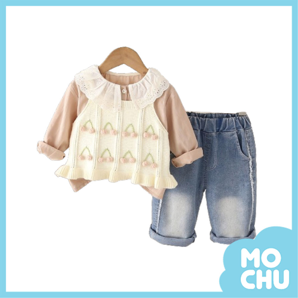 小櫻桃針織三件組套裝(二色)