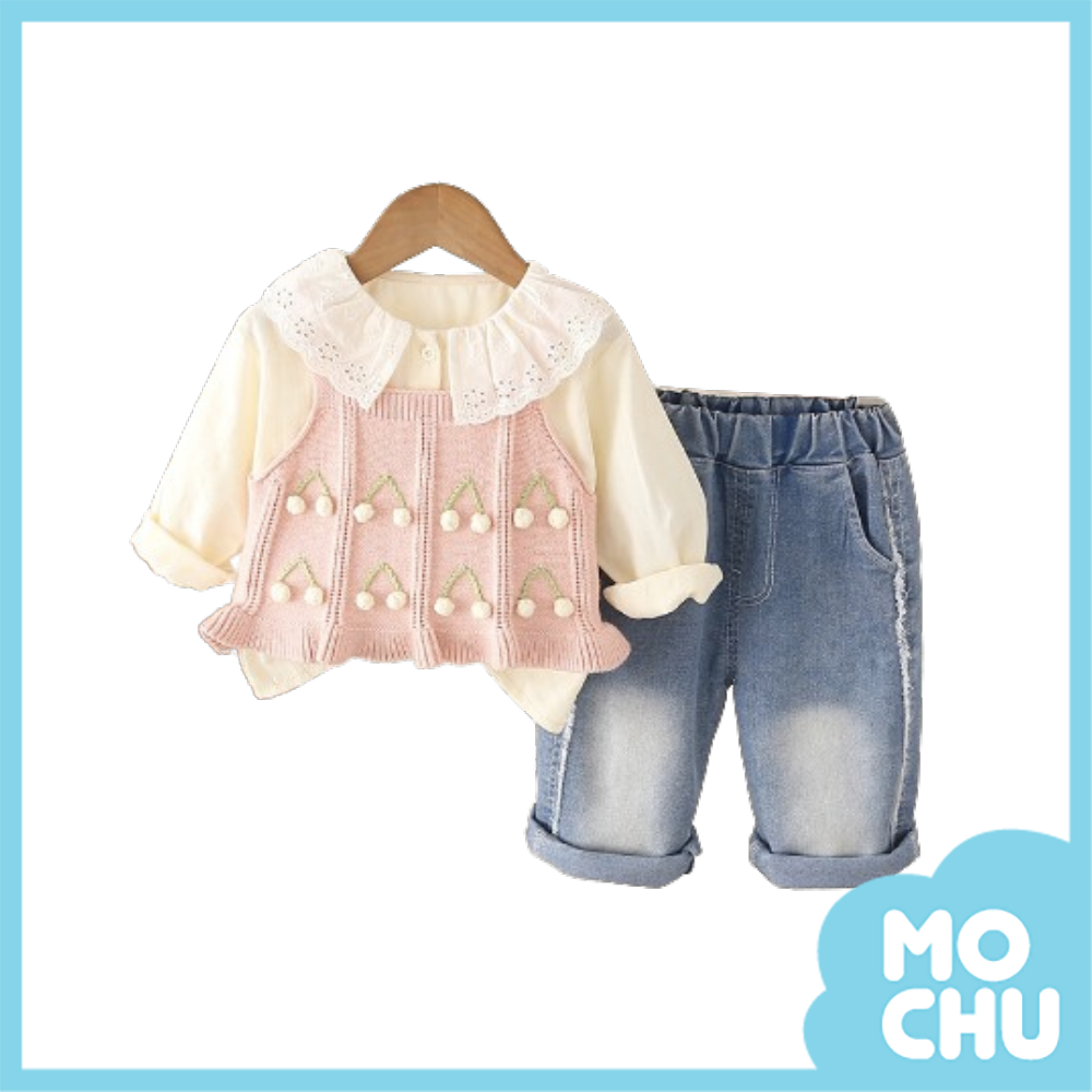 小櫻桃針織三件組套裝(二色)