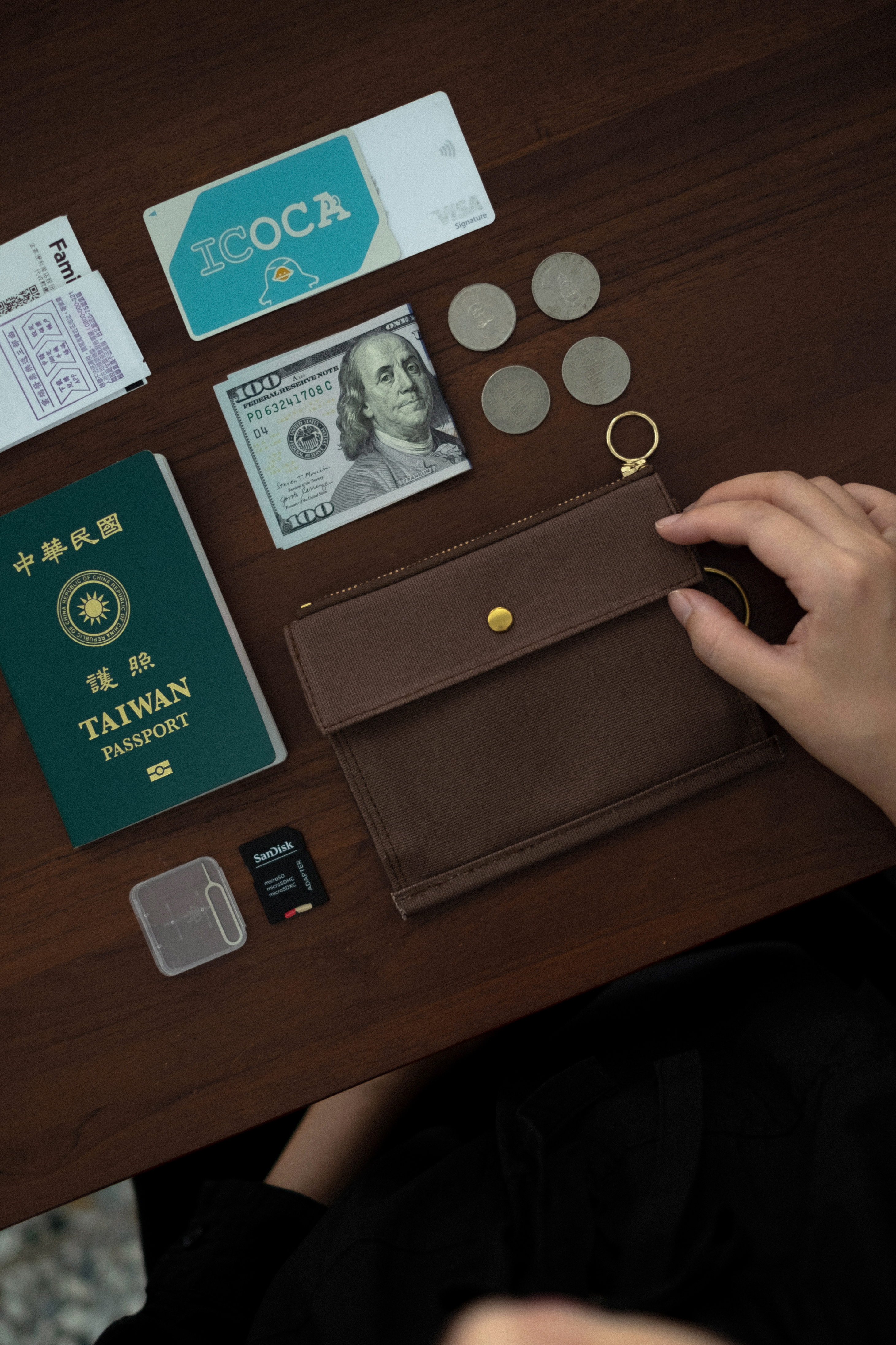 日常 / 旅行用多功能雙層錢包 (可放護照) | 木