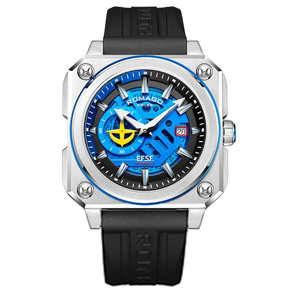 【ROMAGO 雷米格】 鋼彈軍事系列  經典 方型 日期顯示 夜光 機械 手錶