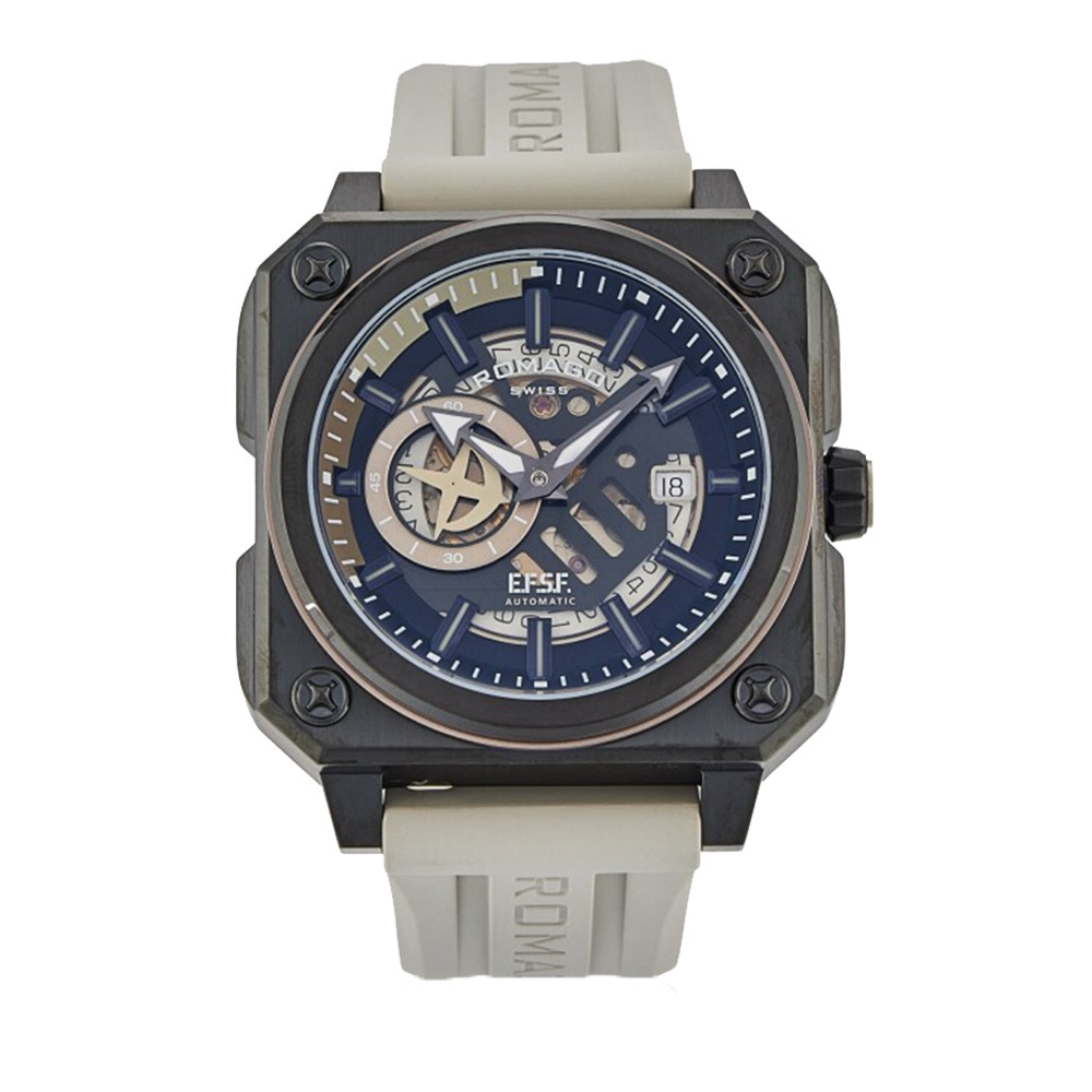 【ROMAGO 雷米格】 鋼彈軍事系列  經典 方型 日期顯示 夜光 機械 手錶