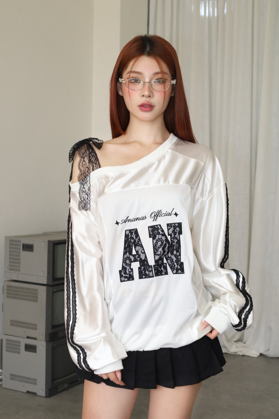 [ Ananas設計款✨]品牌LOGO蕾絲球衣