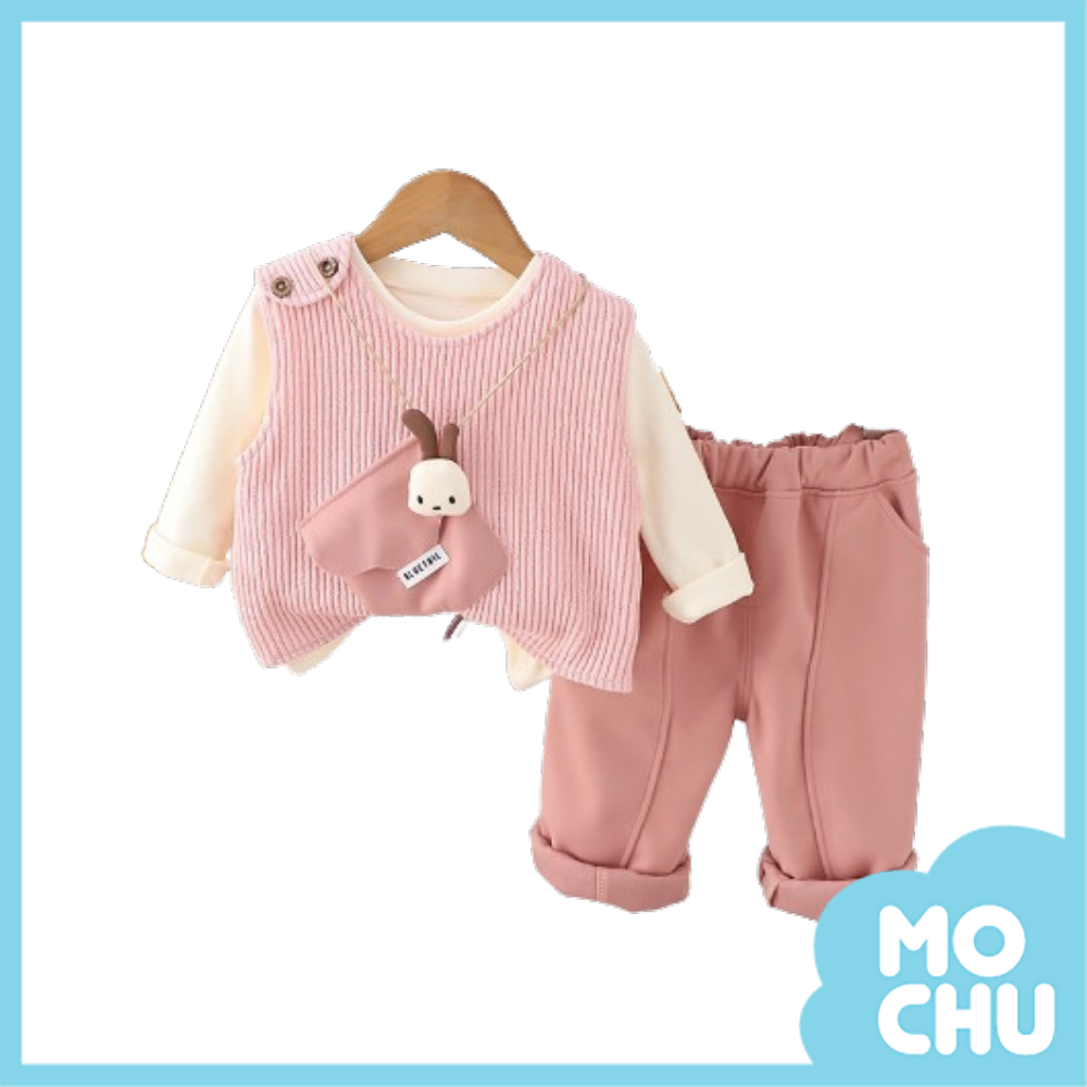 絨條大口袋三件組套裝(三色)