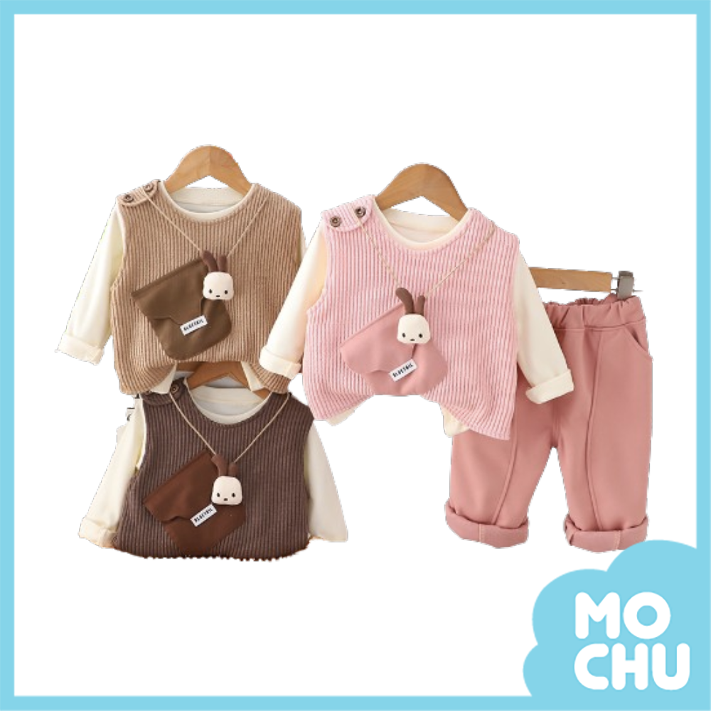 絨條大口袋三件組套裝(三色)