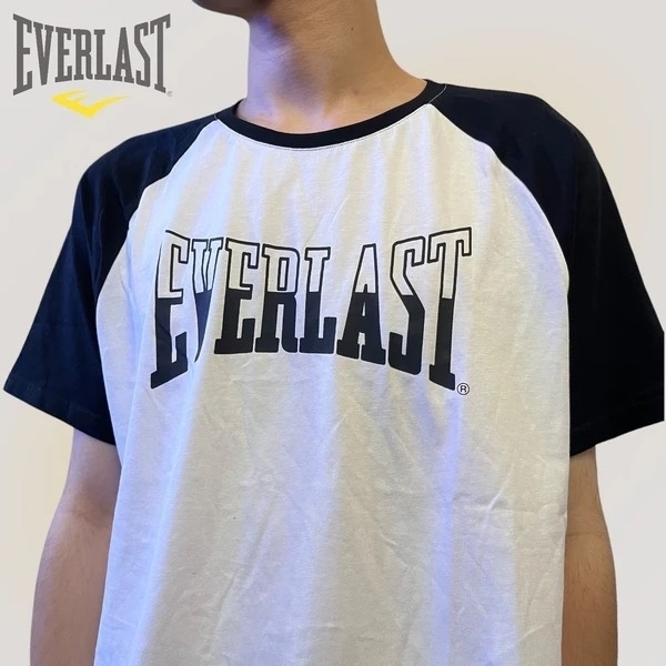 EVERLAST 短袖 短T 白黑 拼接 大LOGO 休閒 上衣 男 4021100520