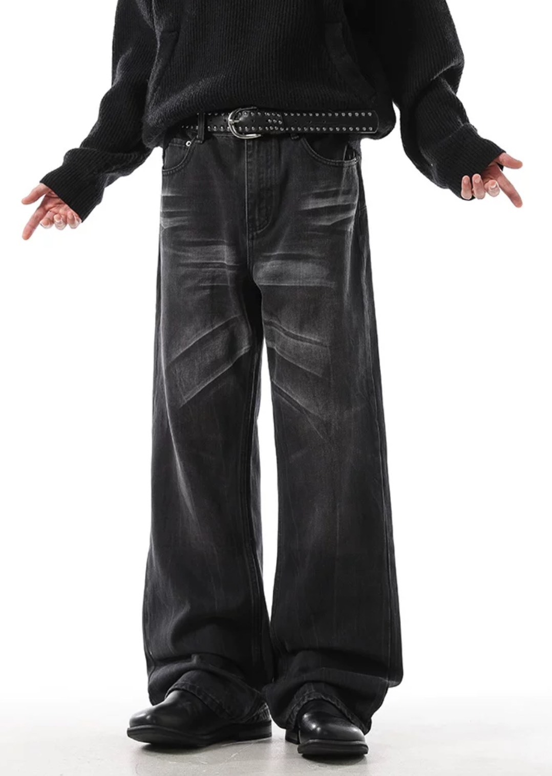 ACR 光紋 交錯 擦白 個性 牛仔褲