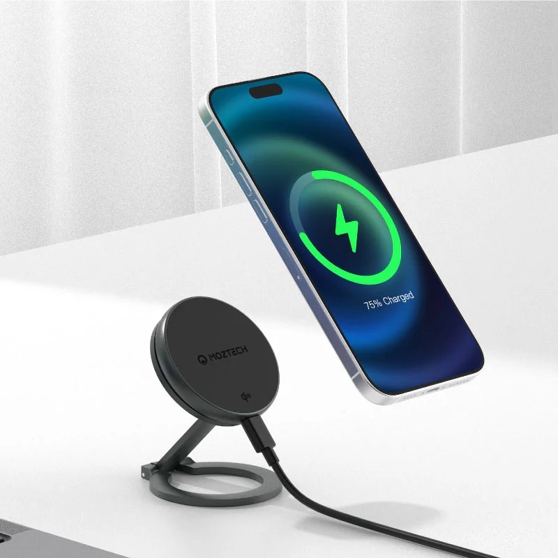 MOZTECH ｜Qi2磁吸無線充電盤  黑色  Qi2  充電盤 Magsafe 無線充