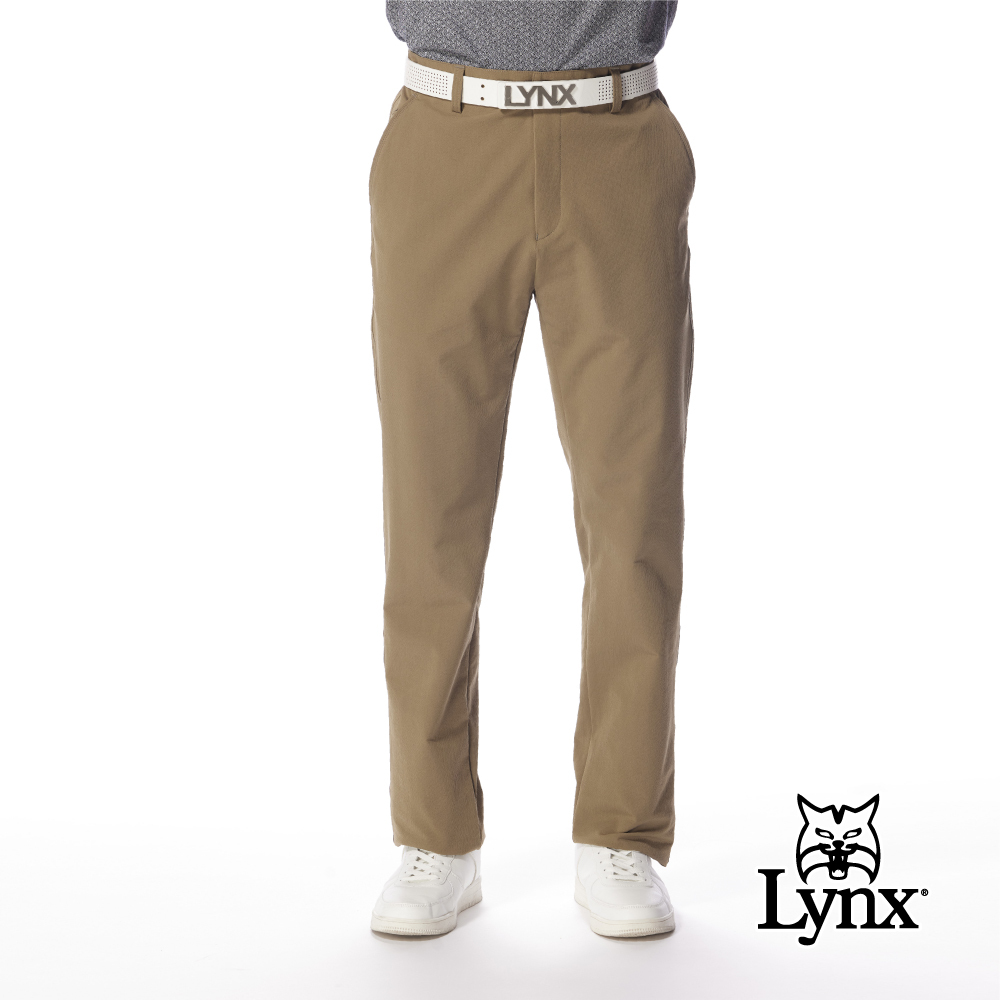 【Lynx Golf】男款簡約素色修身直筒休閒長褲
