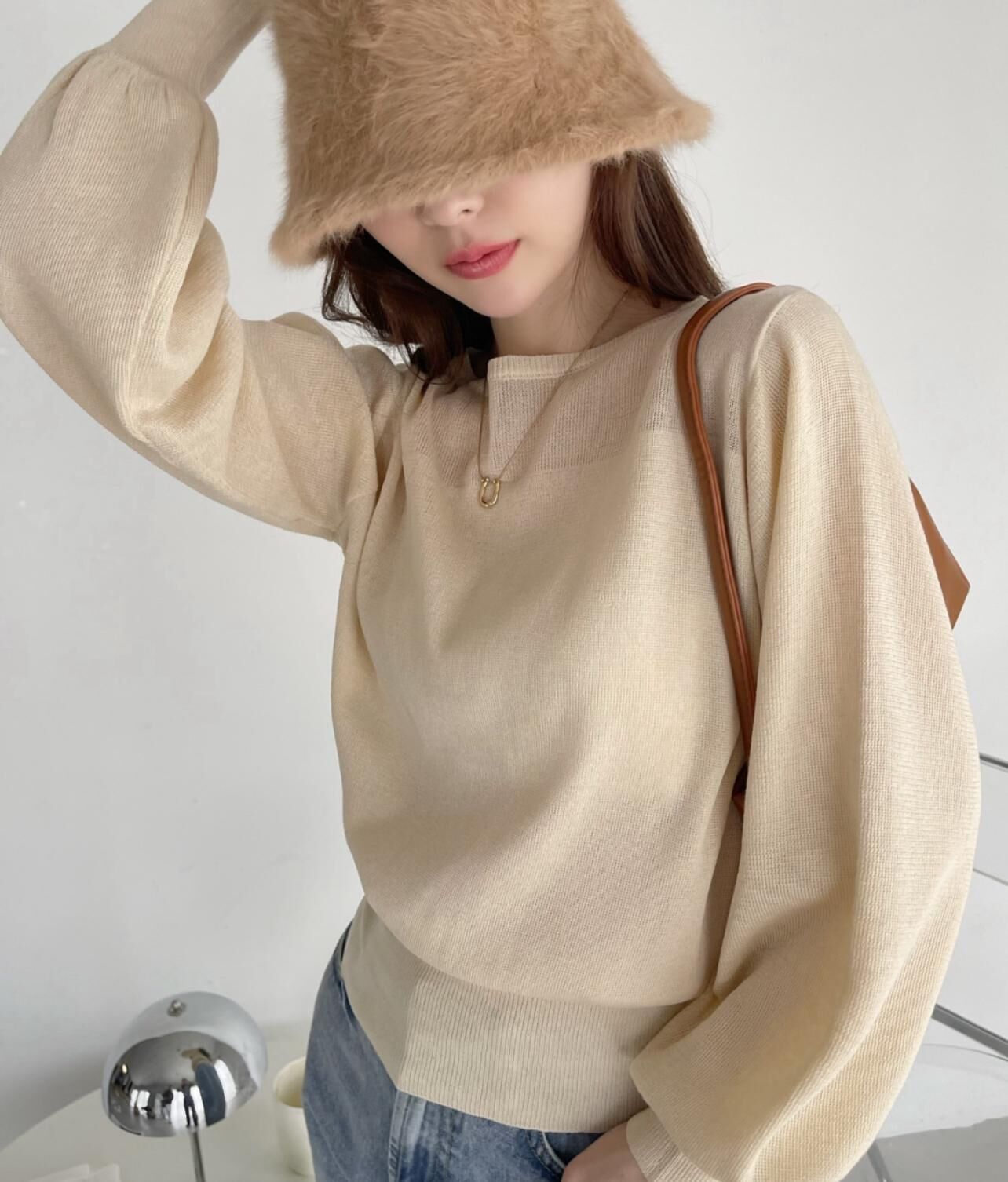 【預購】JN091104 Ada.低胸透視寬鬆針織衫