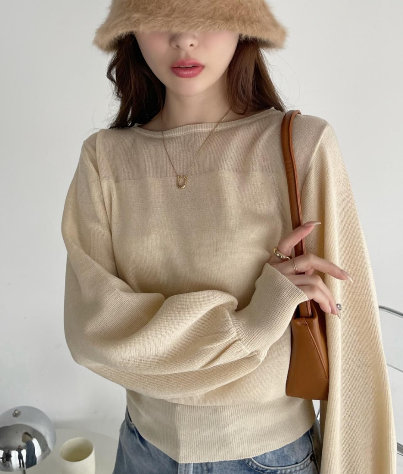 【預購】JN091104 Ada.低胸透視寬鬆針織衫