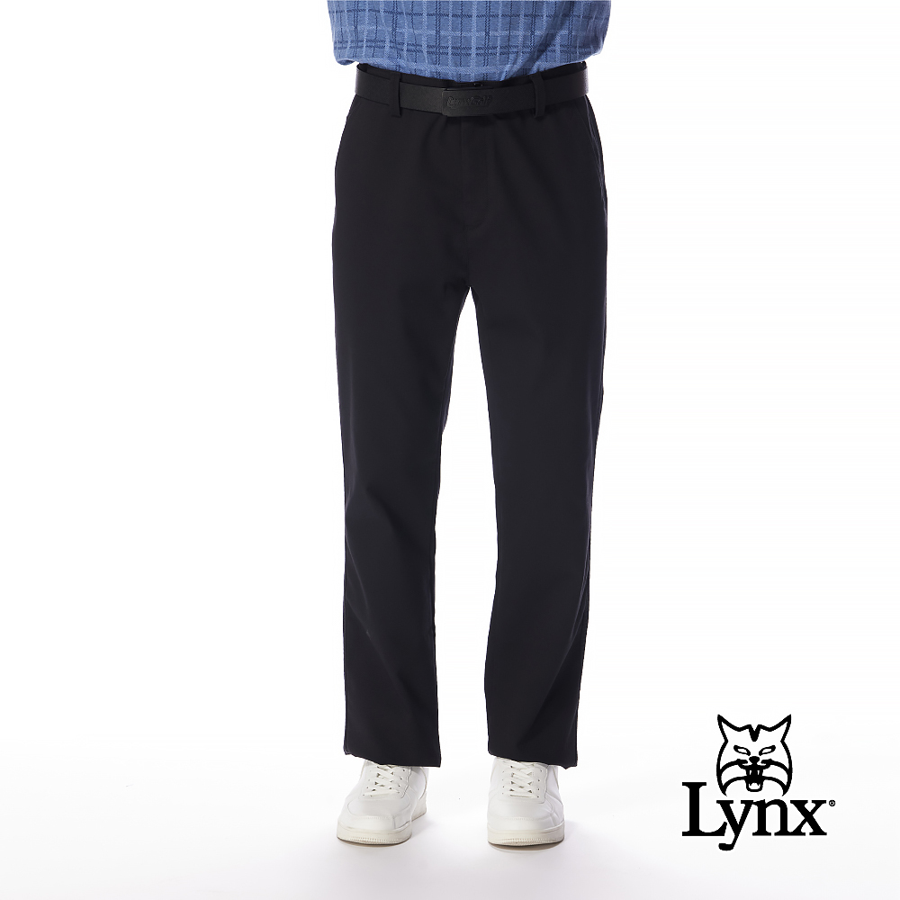 【Lynx Golf】男款簡約素色修身直筒休閒長褲