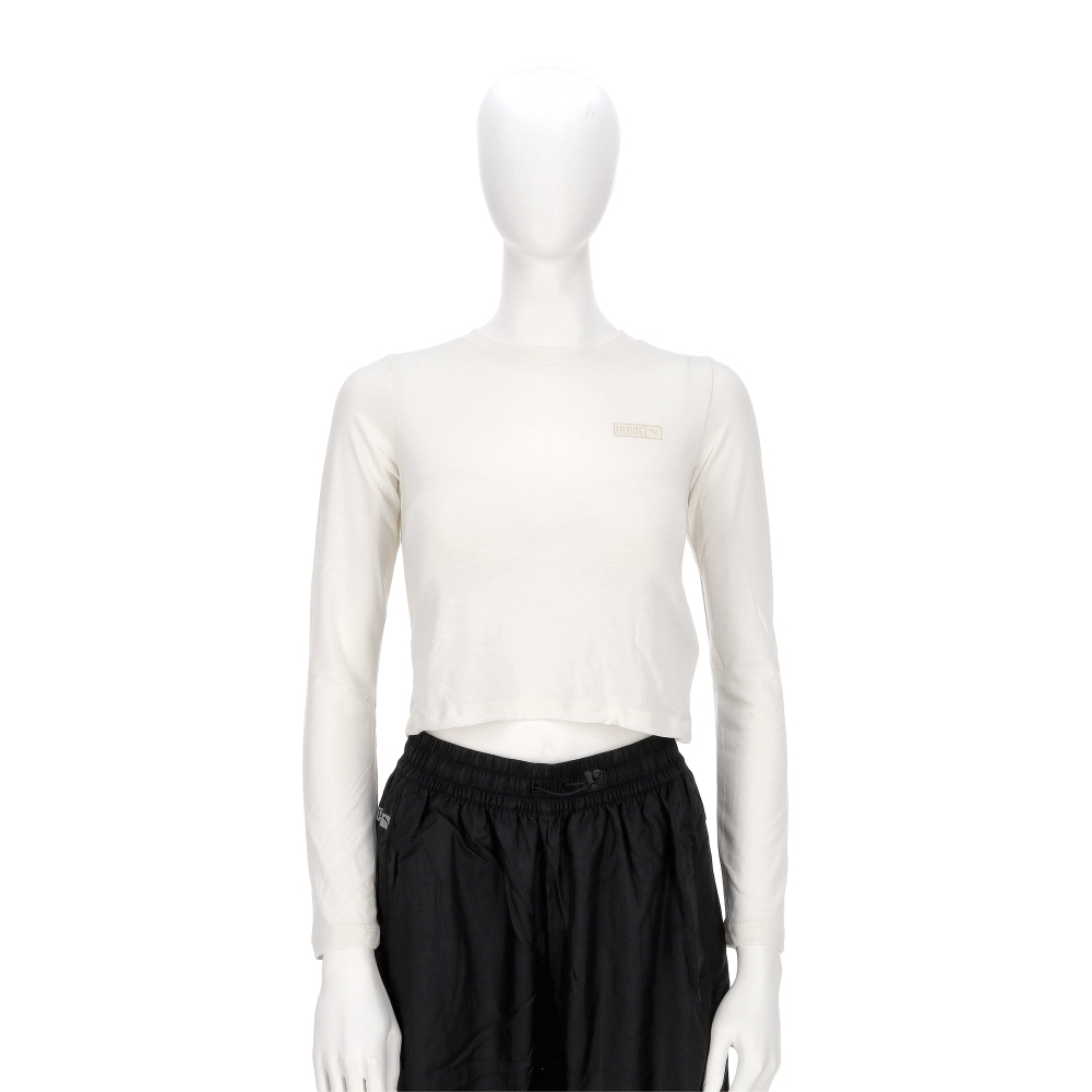 Puma 流行系列 Rose聯名 女款 白色 歐規 合身 微短版 薄長T恤 長袖 63380577