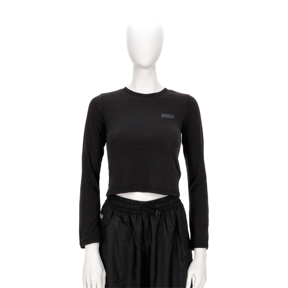 Puma 流行系列 Rose聯名 女款 黑色 歐規 合身 微短版 薄長T恤 長袖 63380501