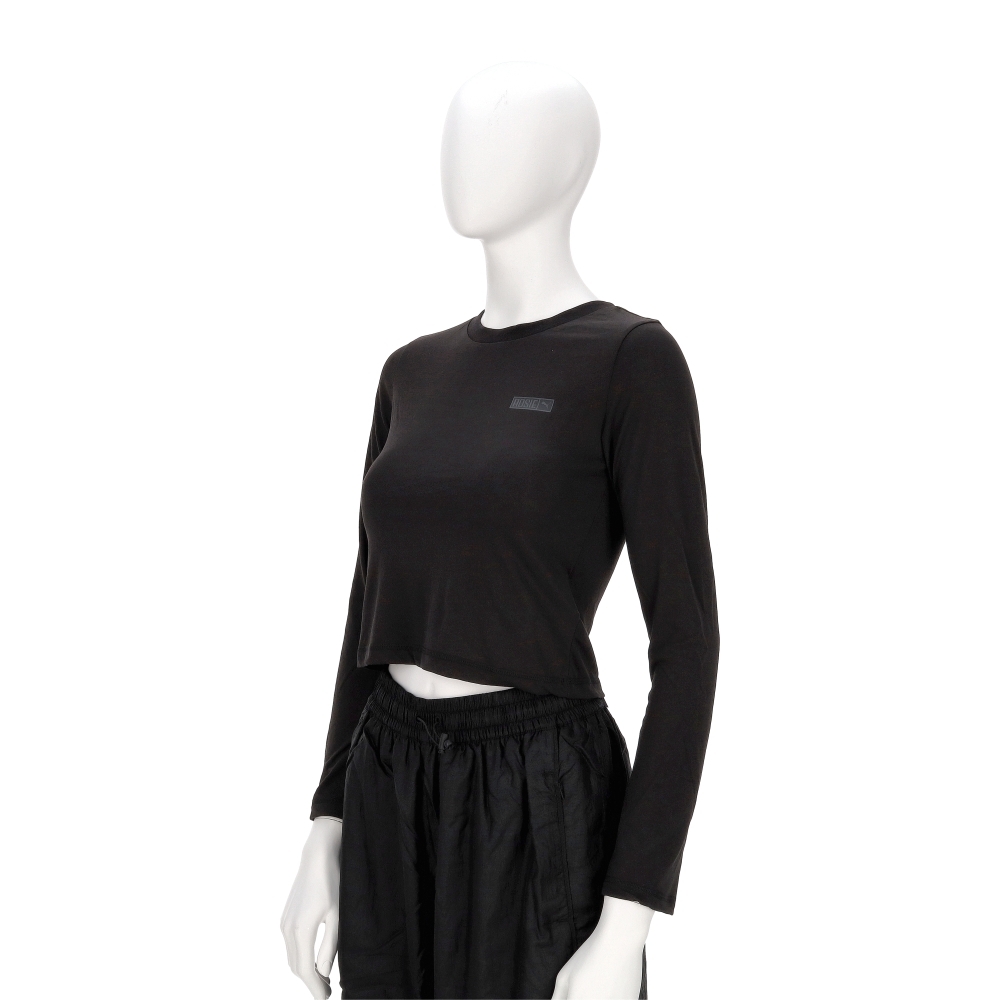 Puma 流行系列 Rose聯名 女款 黑色 歐規 合身 微短版 薄長T恤 長袖 63380501