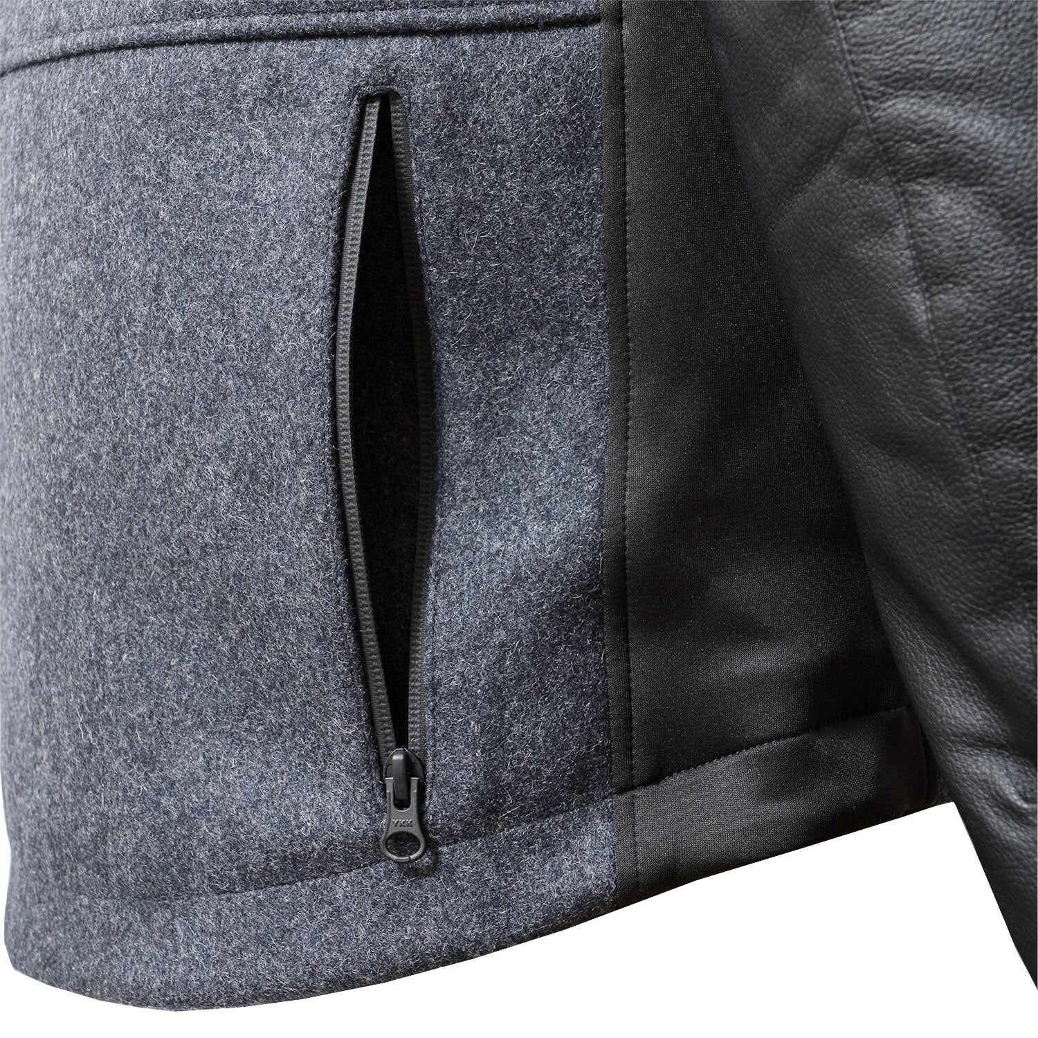 56design Leather Sleeves Melton Jacket 羊毛皮革防風騎士夾克