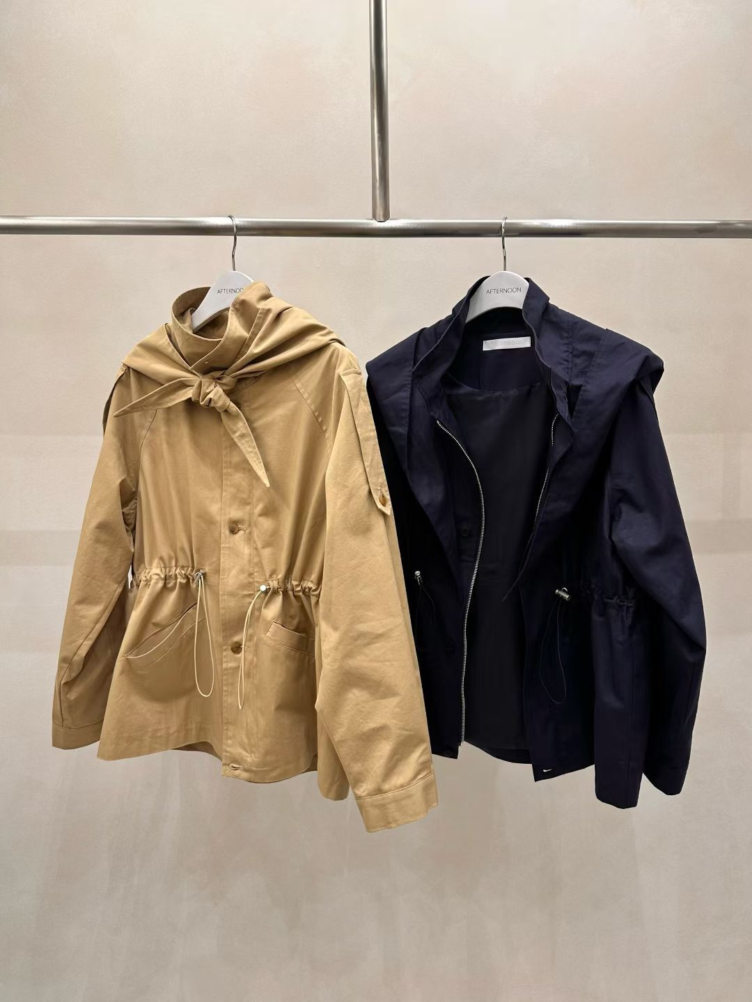 AF5001 企領拉鏈束腰抽繩外套