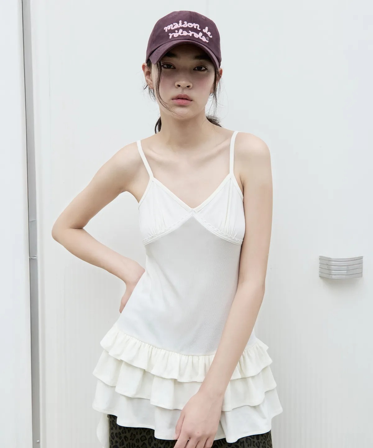 ROLAROLA RUFFLE SLEEVELESS T-SHIRT