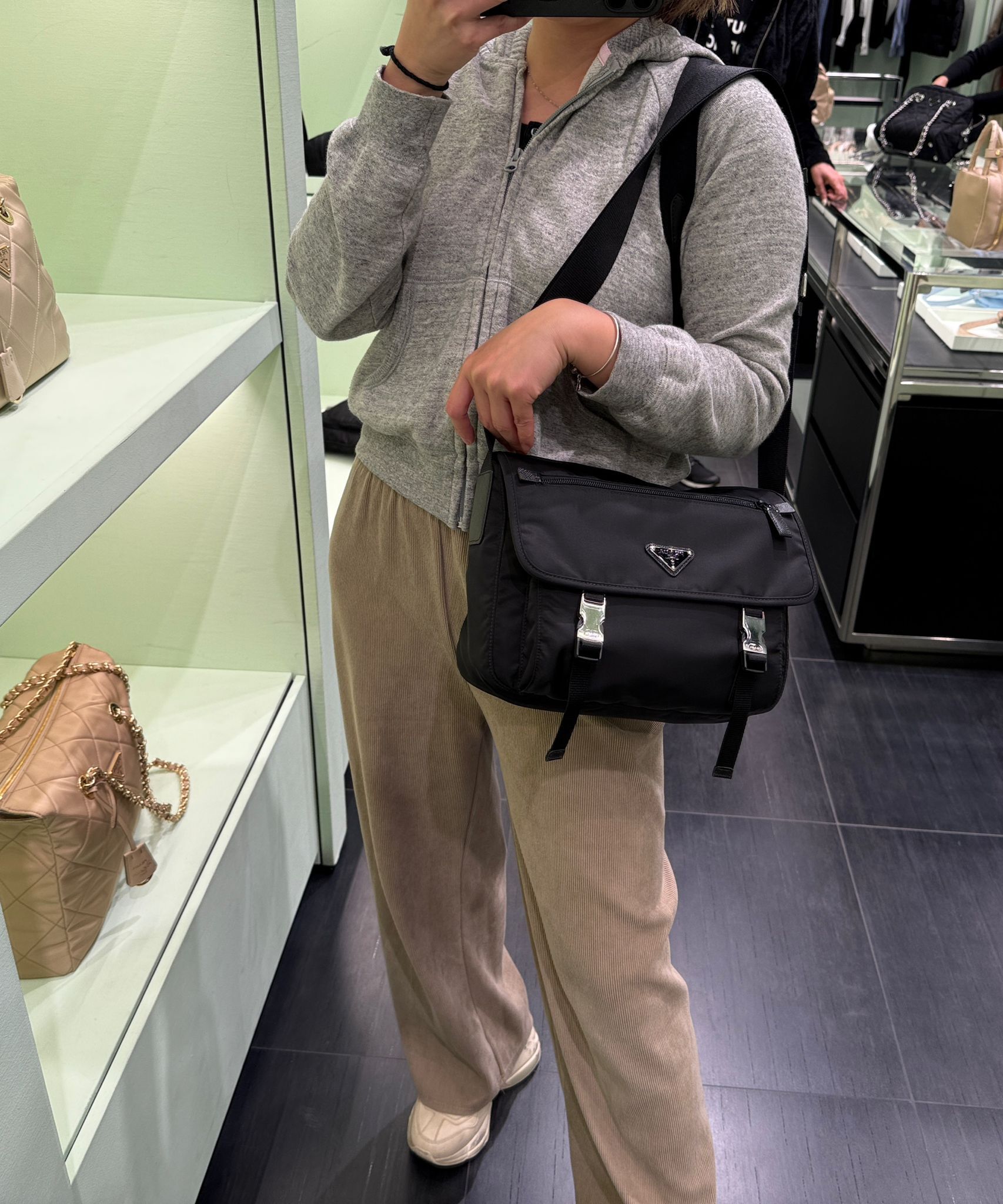 Prada Re-Nylon shoulder small bag Black 1BD953