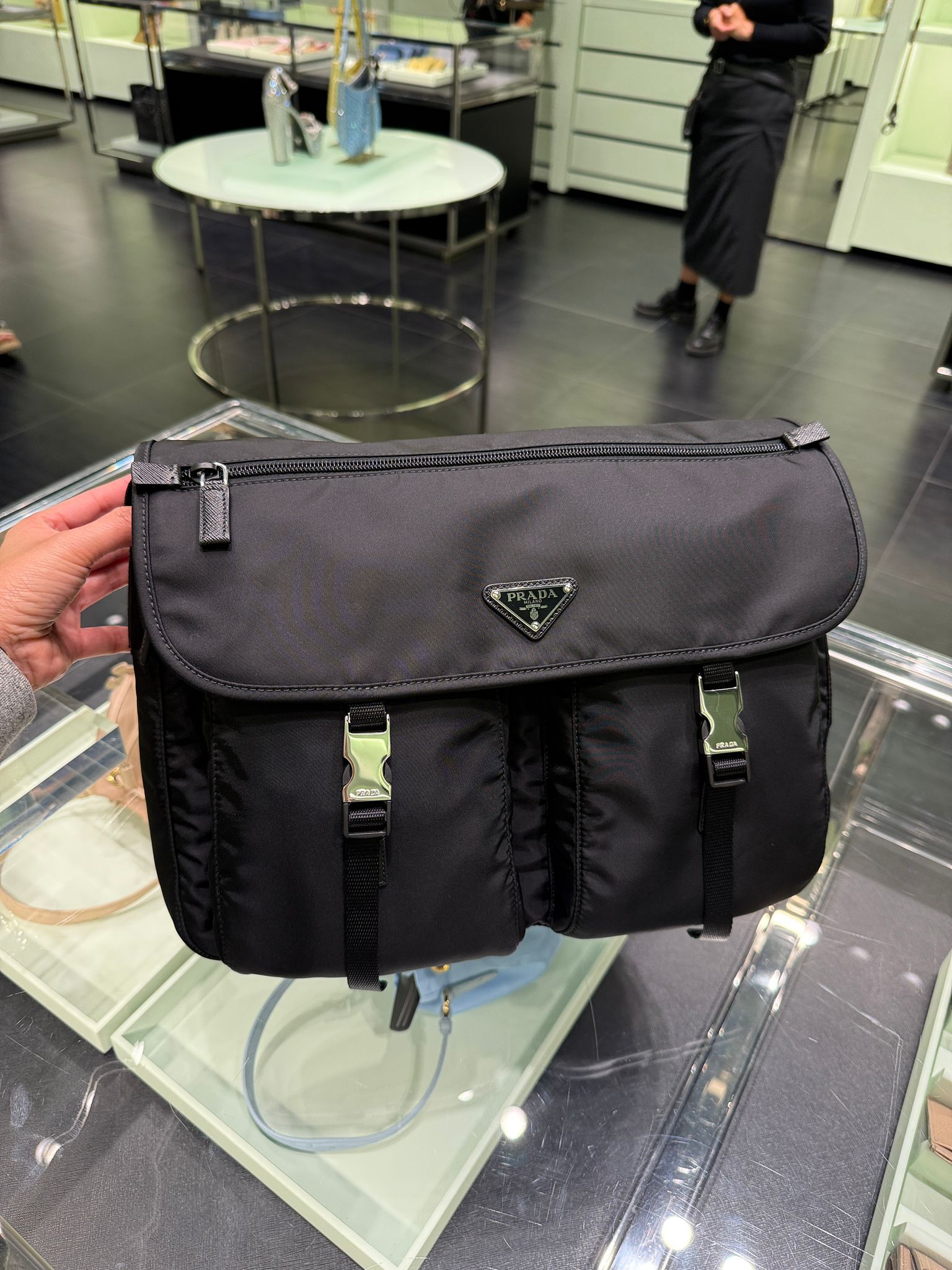 Prada Re-Nylon shoulder Medium bag Black 1BD738