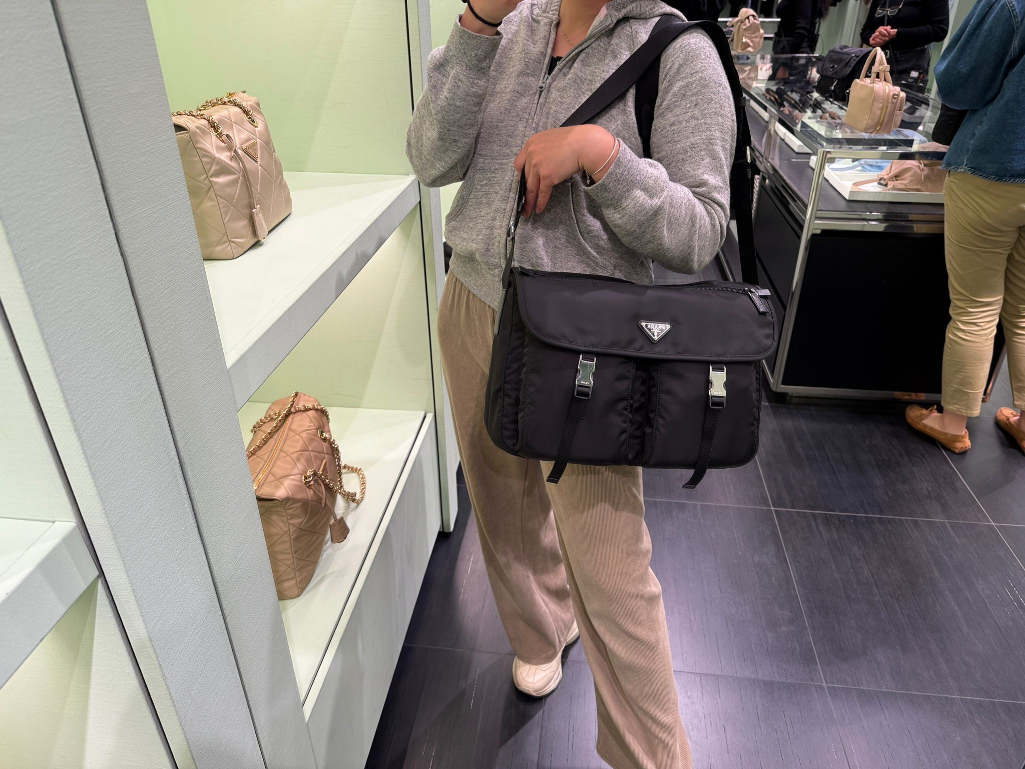 Prada Re-Nylon shoulder Medium bag Black 1BD738