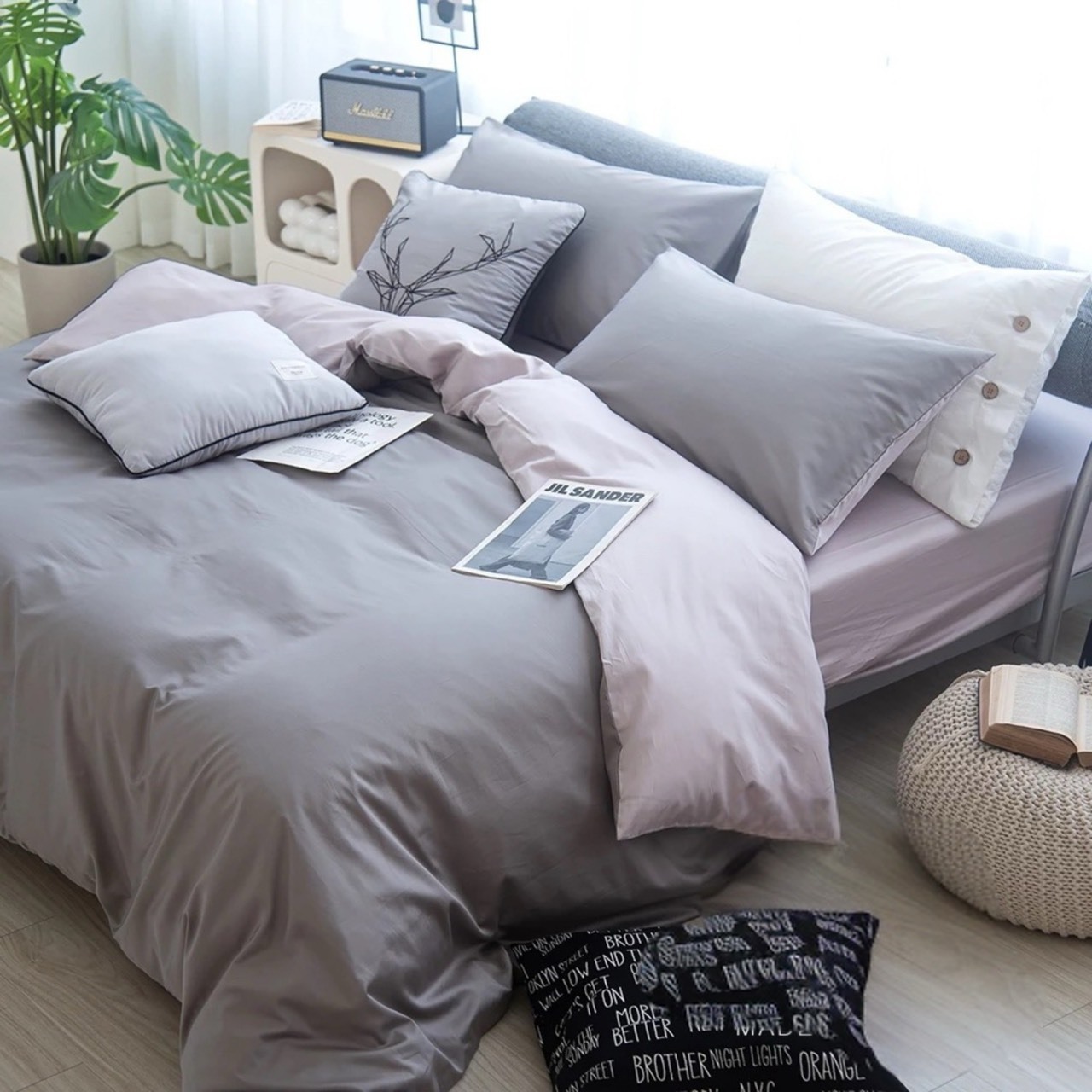 300織長絨棉兩用被 | 迷霧灰 x 銀河灰