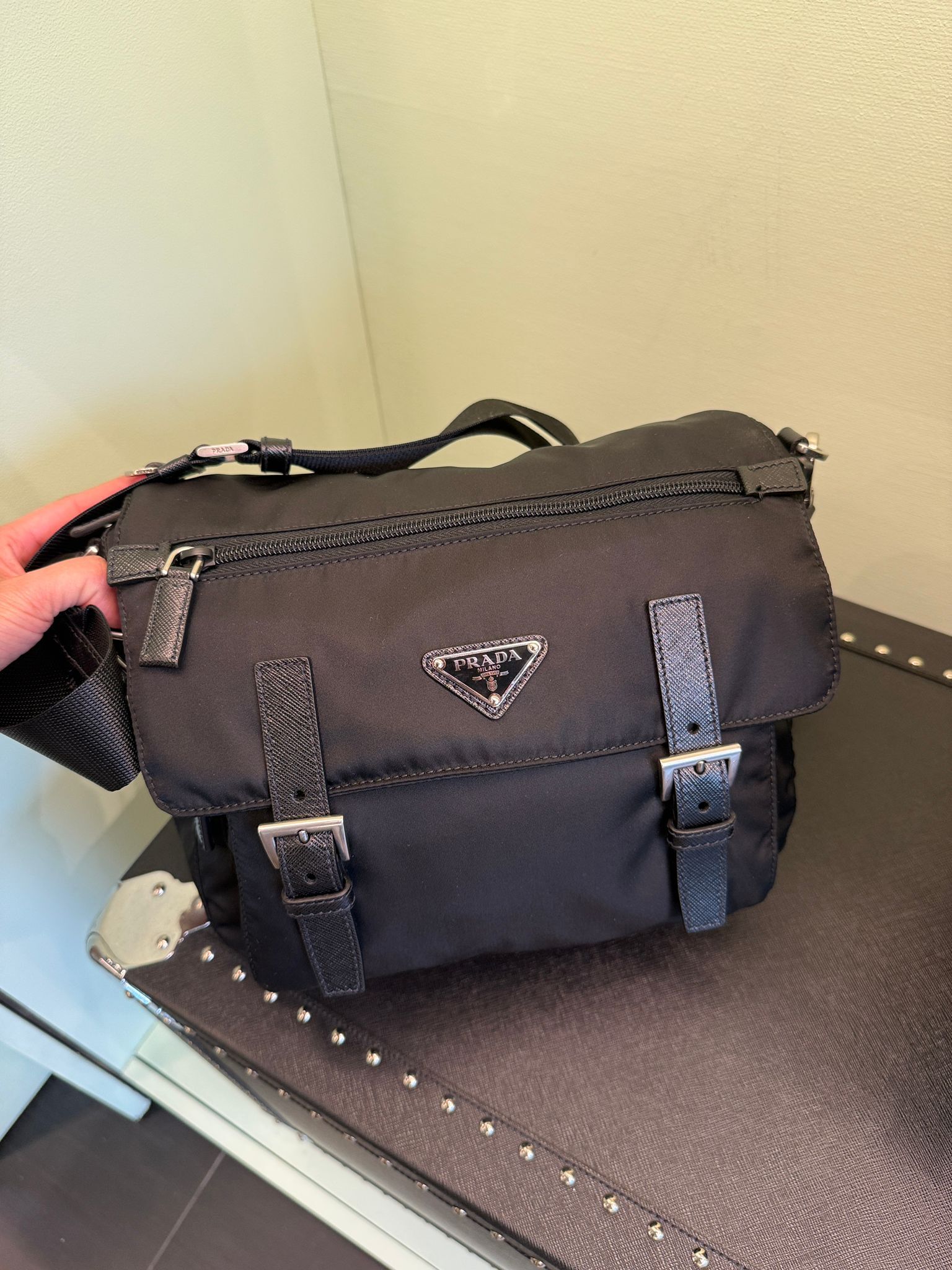 Prada Re-Nylon Messenger Bag Black 2VD071