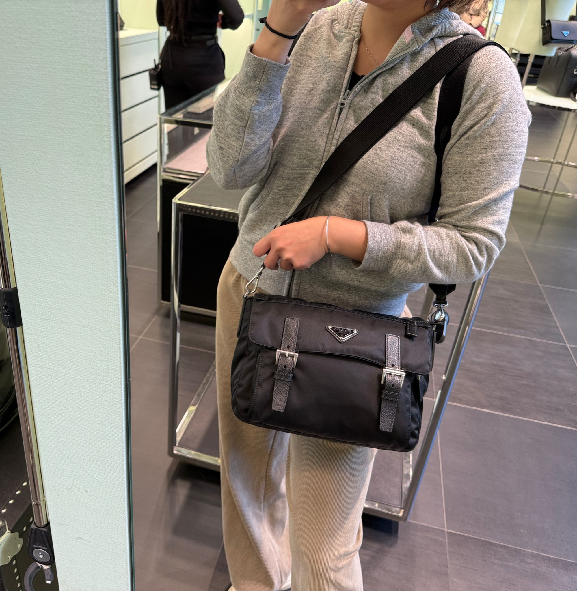 Prada Re-Nylon Messenger Bag Black 2VD071