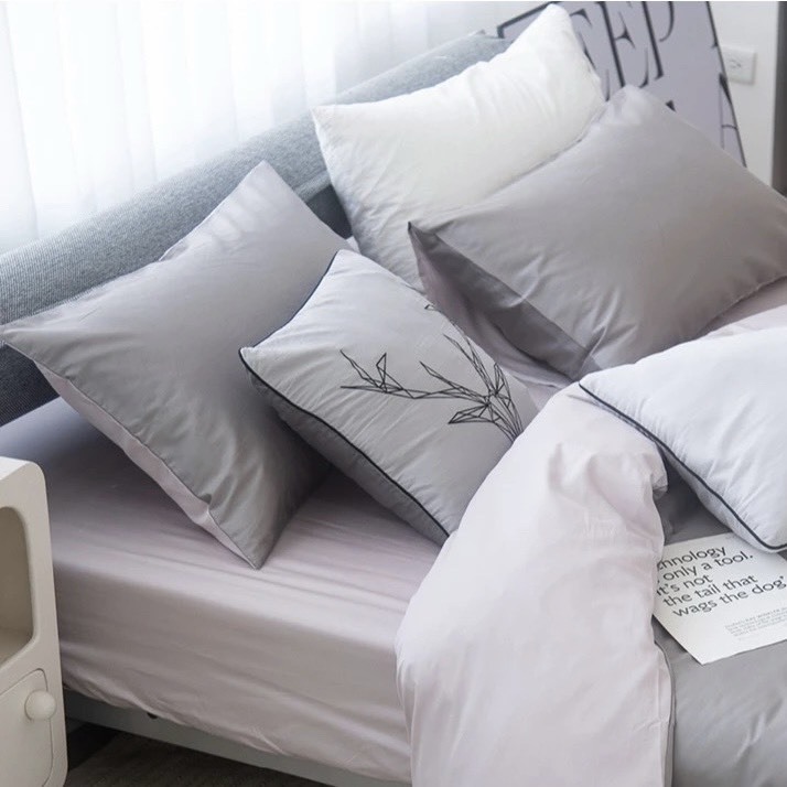 300織長絨棉床包兩用被組 | 迷霧灰 x 銀河灰