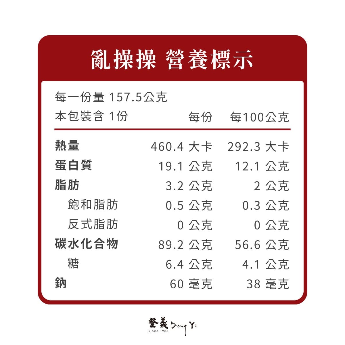 登義亂操操營養標示