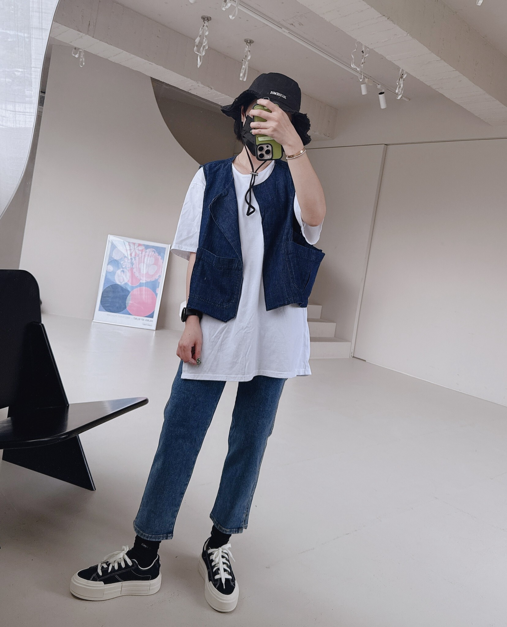 秋季新款/雙層口袋牛仔背心 MANIFEST正韓🇰🇷