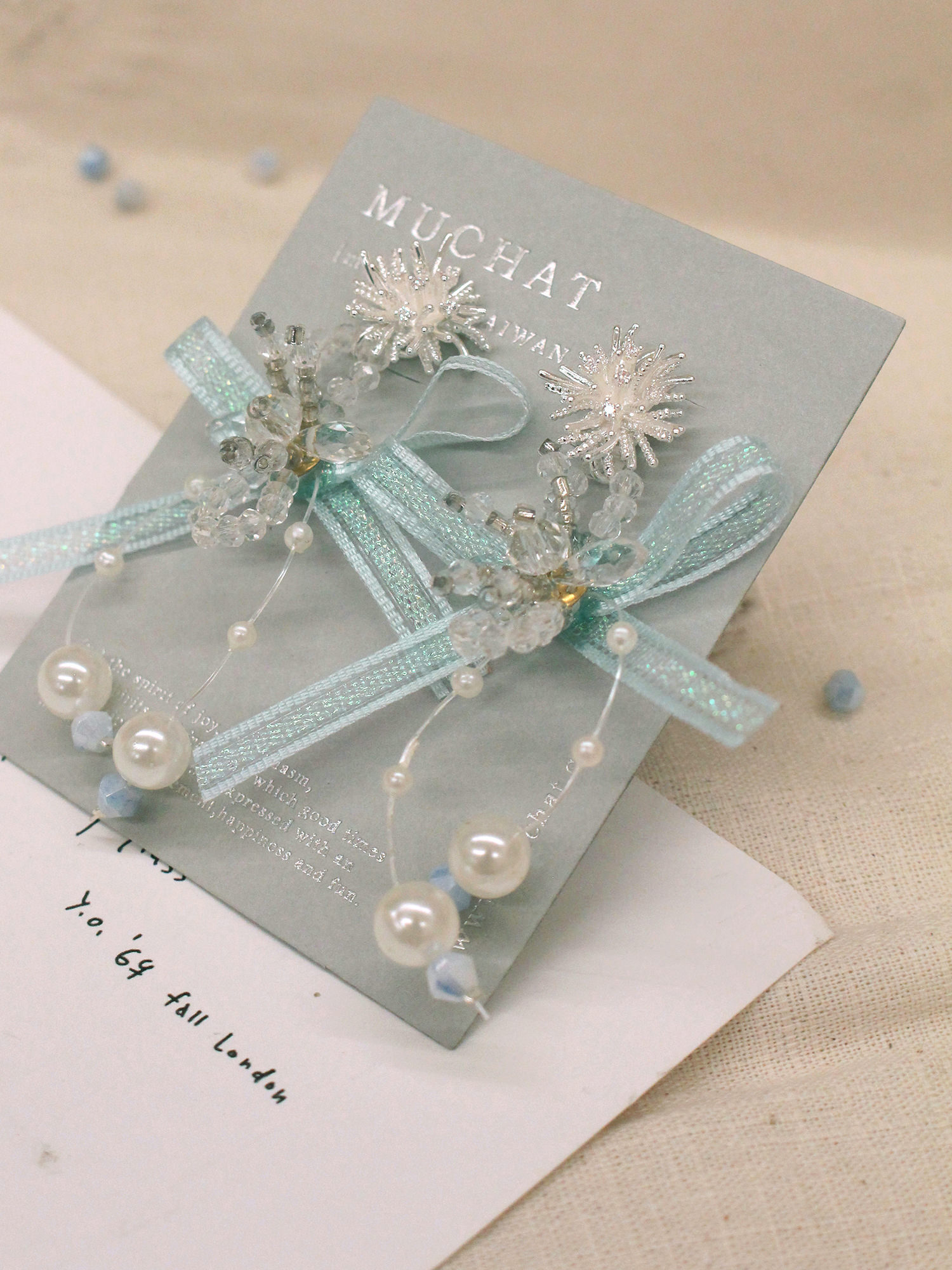 爆米花追劇人。(2way)MUCHAT手作煙花蝶結純銀針耳環