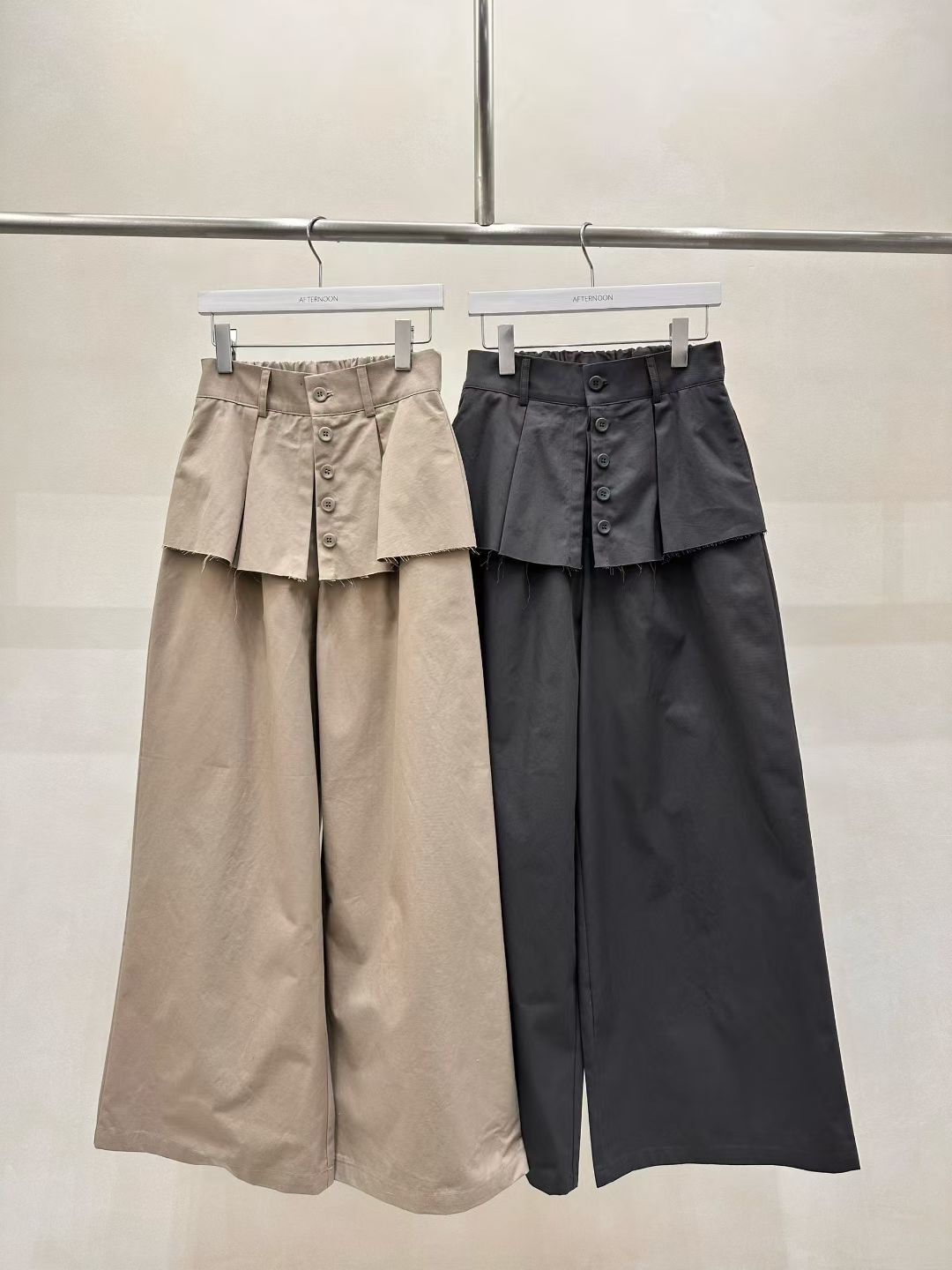 AF5008 假兩件百褶裙擺休閑長褲