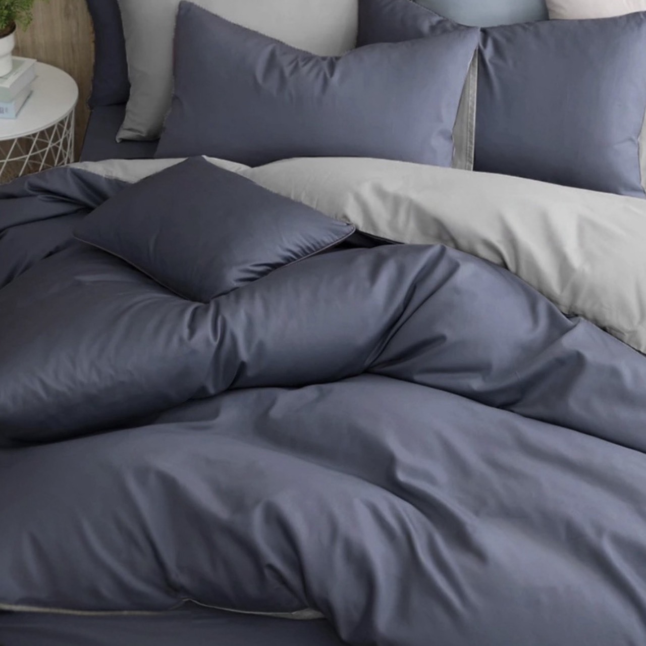 300織長絨棉兩用被 | 鈷藍 x 岩灰