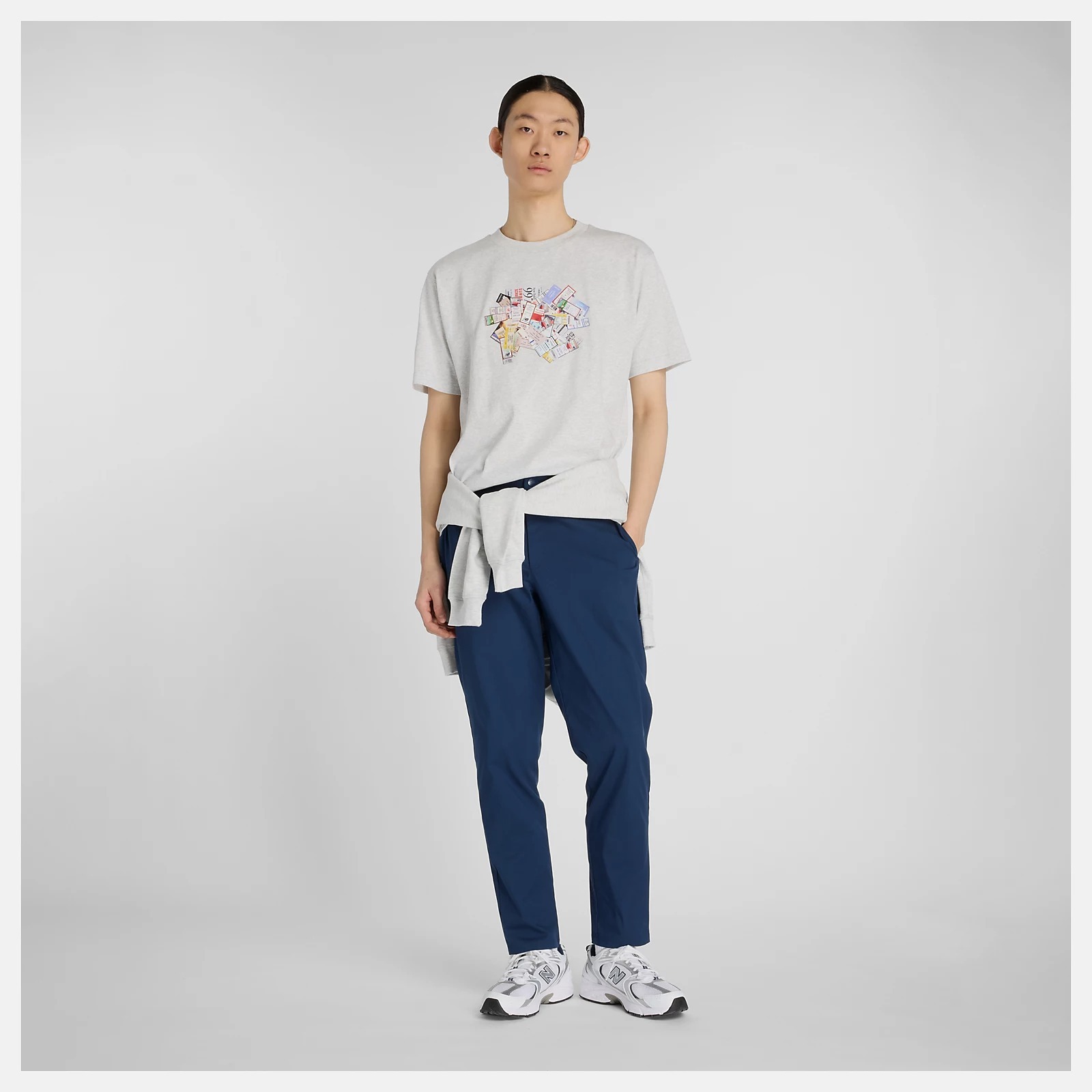 NEW BALANCE 短T NB 白灰 標籤圖案 棉短袖 男 MT53905AHH