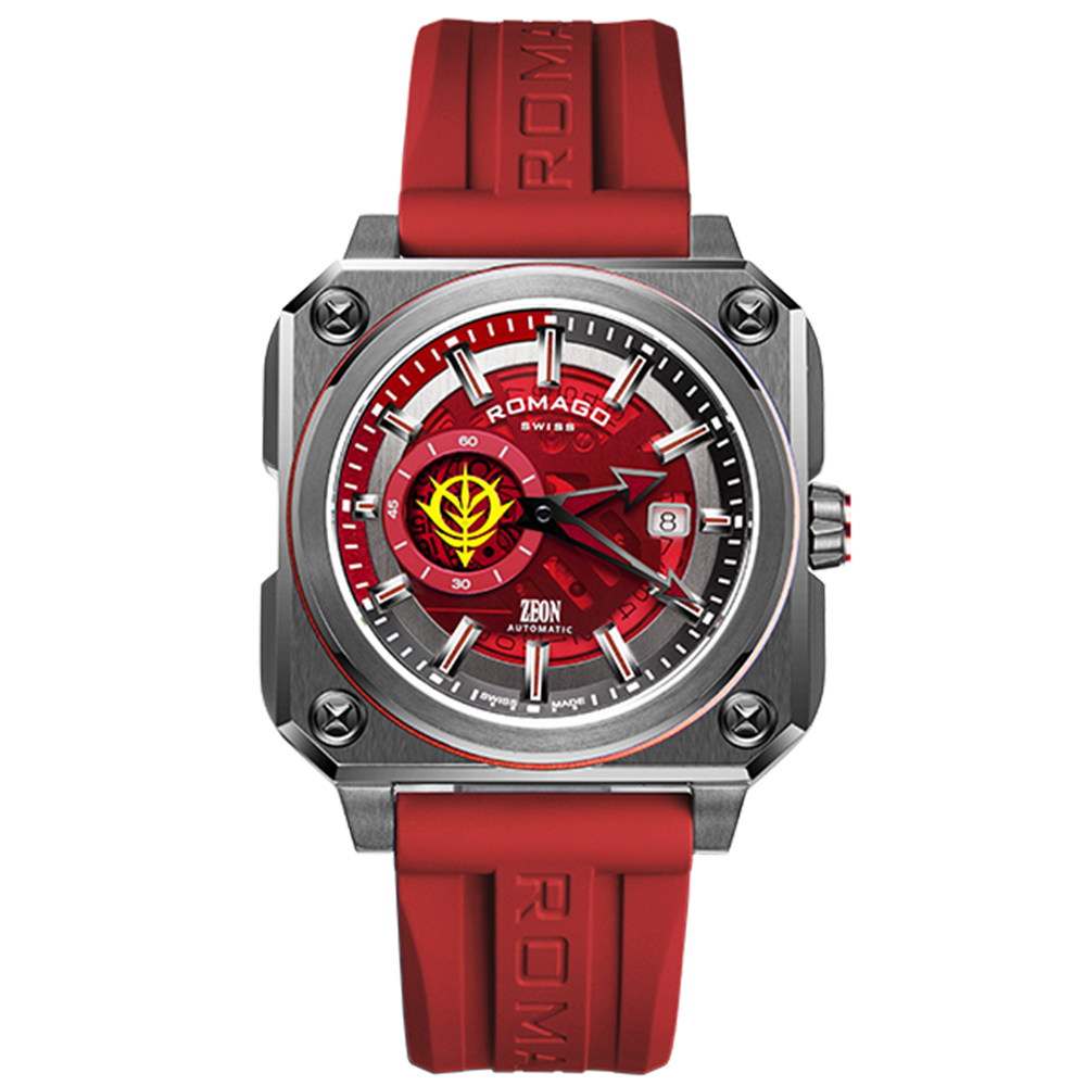 【ROMAGO 雷米格】 高達軍事系列 經典 八角型 夜光 日期顯示 機械 手錶