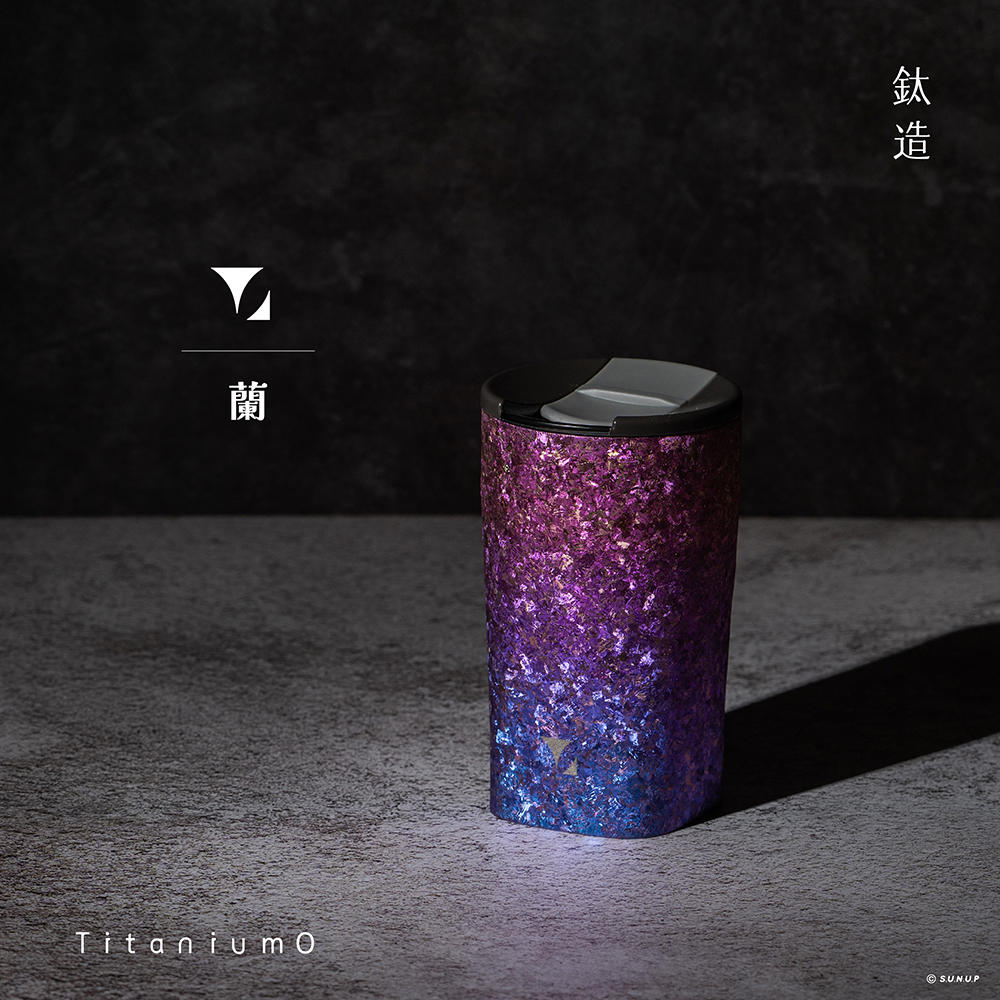 鈦造|純鈦雙層方形杯|晶鈦系列【蘭】| 300ml木盒裝