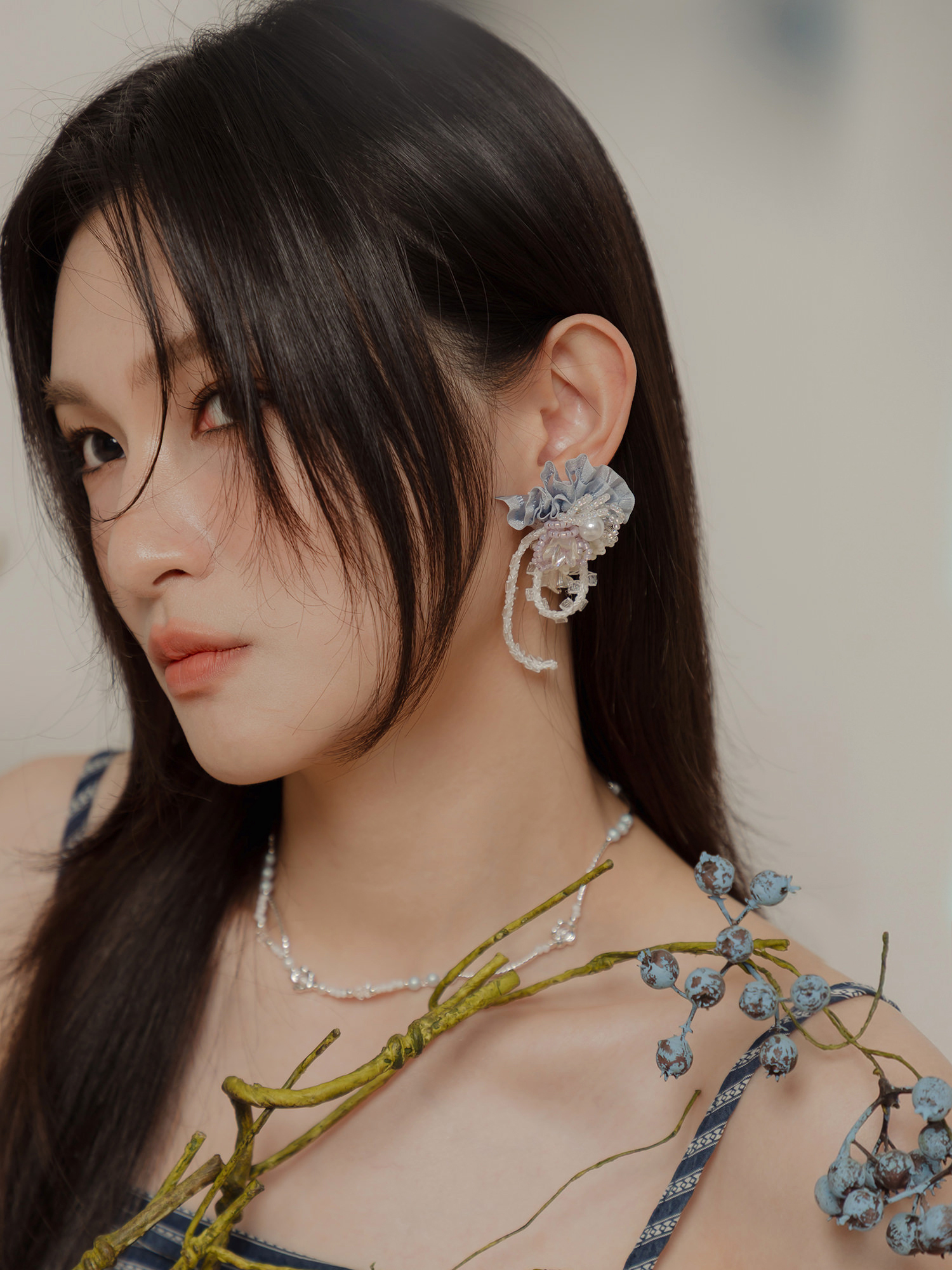 和平小日記。(2way)MUCHAT手作蕾絲珠花純銀針耳環