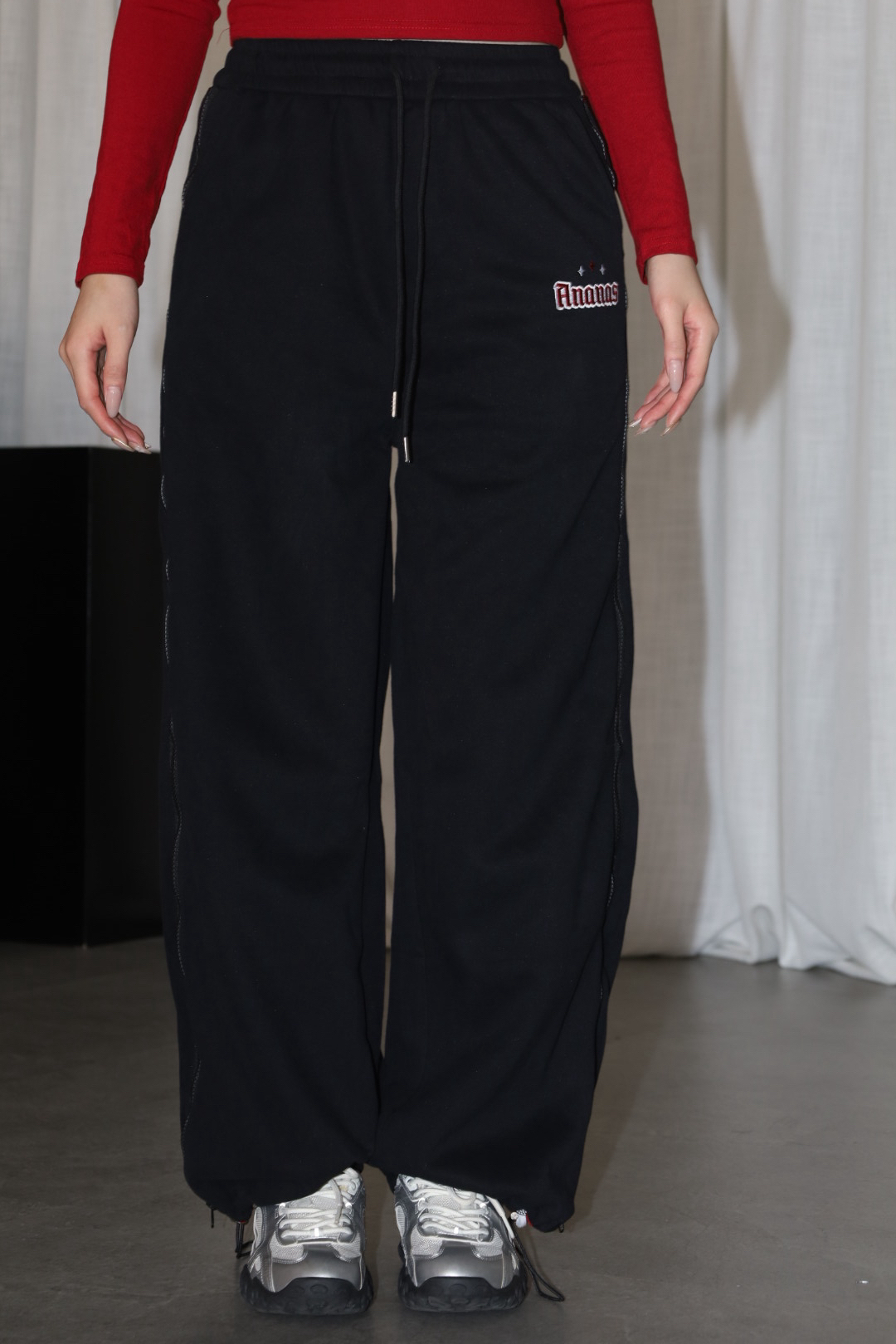 [ Ananas設計款✨] 品牌LOGO刺繡側拉鍊棉褲